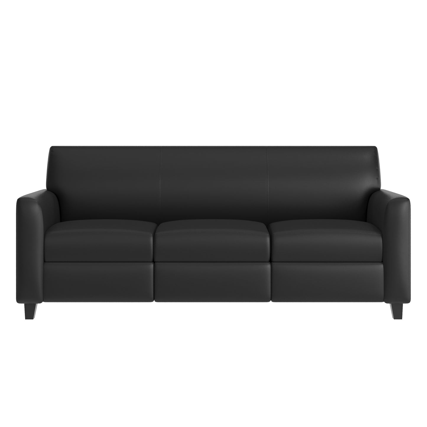 Agent 3 Piece Reception Set with Charging Banks and Solid Wood Legs in Black LeatherSoft Black