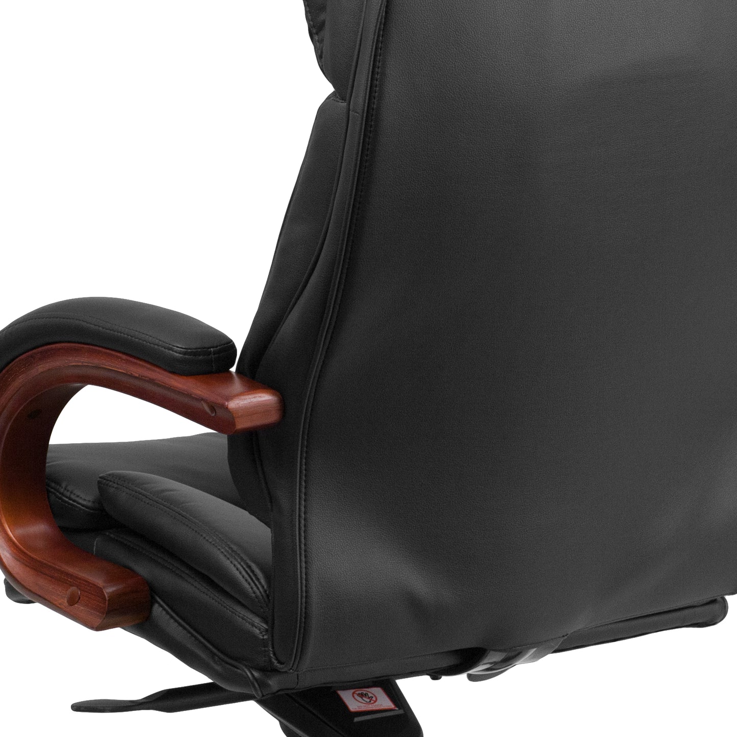 Hansel High Back Black LeatherSoft Executive Ergonomic Office Chair with Synchro-Tilt Mechanism, Mahogany Wood Base and Arms Black