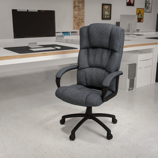 Rochelle High Back Gray Fabric Executive Swivel Office Chair with Arms Gray BT-9022-BK-GG
