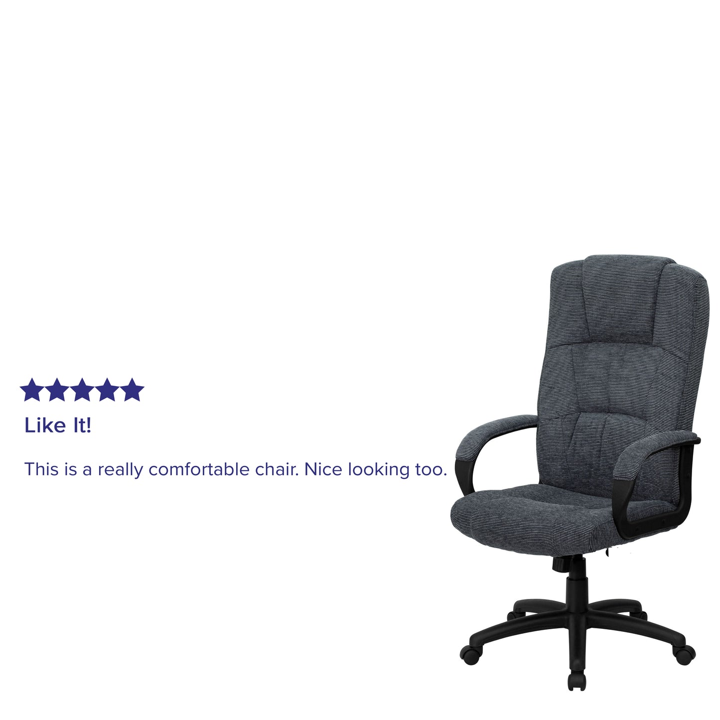 Rochelle High Back Gray Fabric Executive Swivel Office Chair with Arms Gray