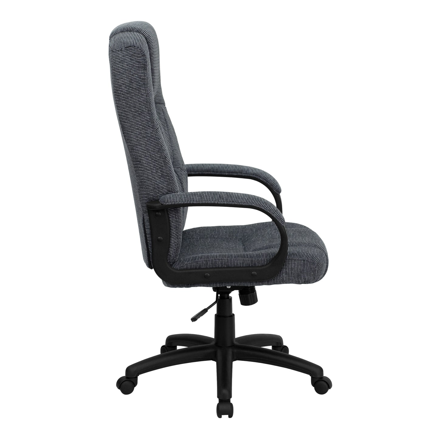 Rochelle High Back Gray Fabric Executive Swivel Office Chair with Arms Gray