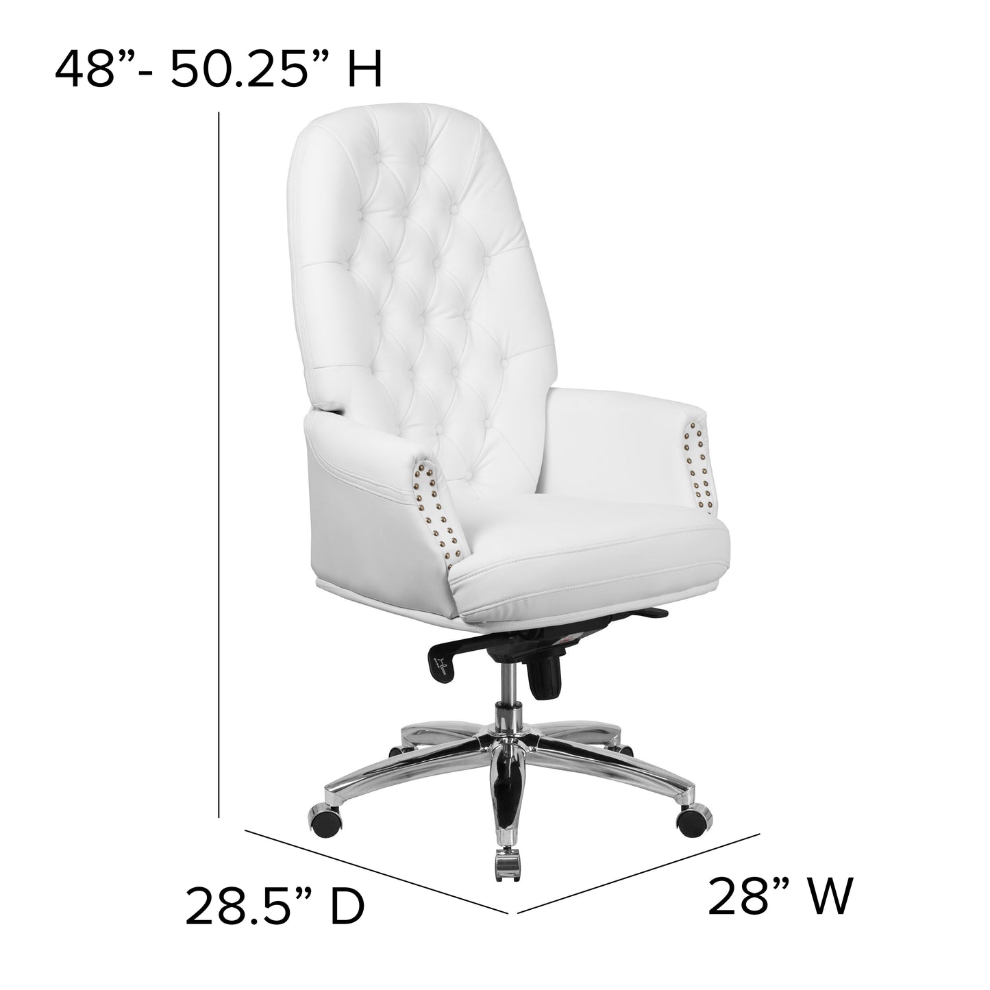 Hansel High Back Traditional Tufted White LeatherSoft Multifunction Executive Swivel Ergonomic Office Chair with Arms White