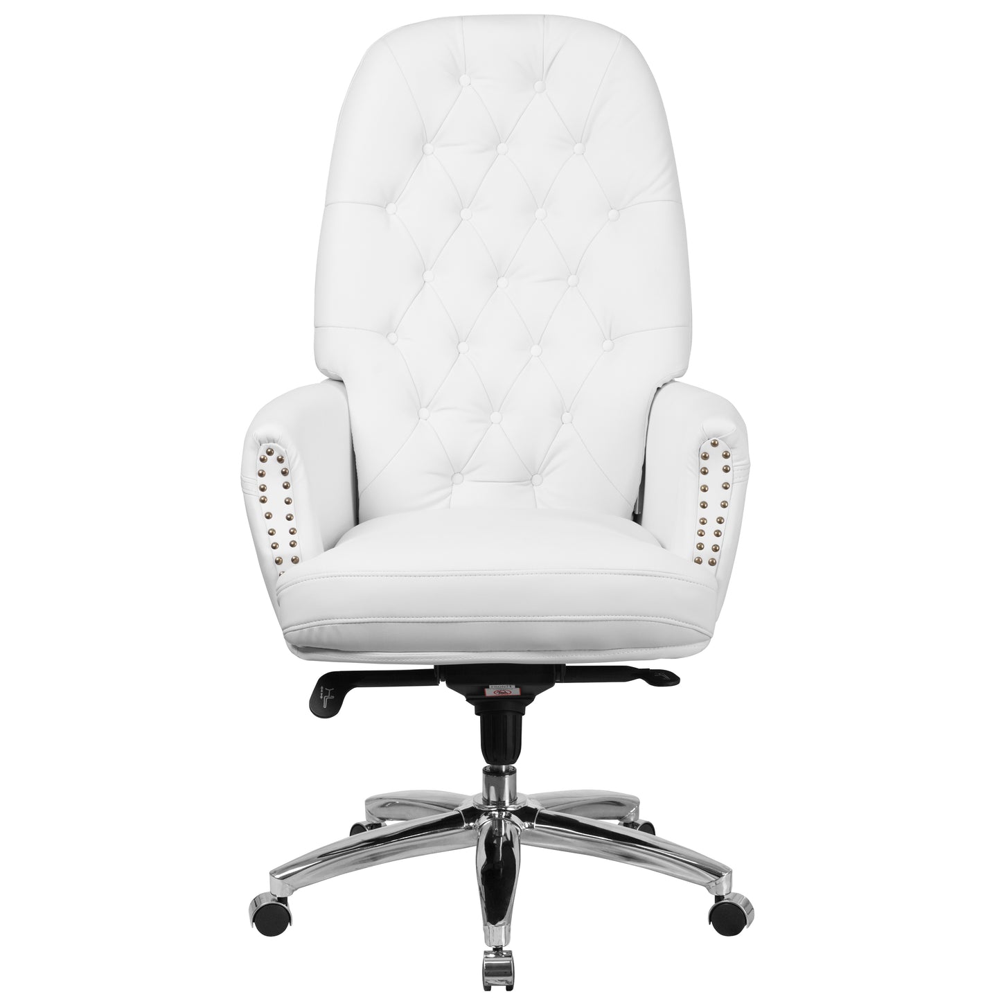 Hansel High Back Traditional Tufted White LeatherSoft Multifunction Executive Swivel Ergonomic Office Chair with Arms White