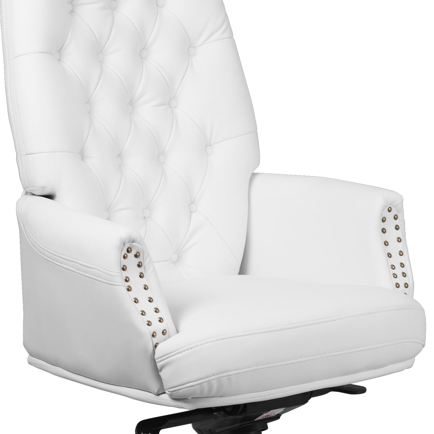 Hansel High Back Traditional Tufted White LeatherSoft Multifunction Executive Swivel Ergonomic Office Chair with Arms White