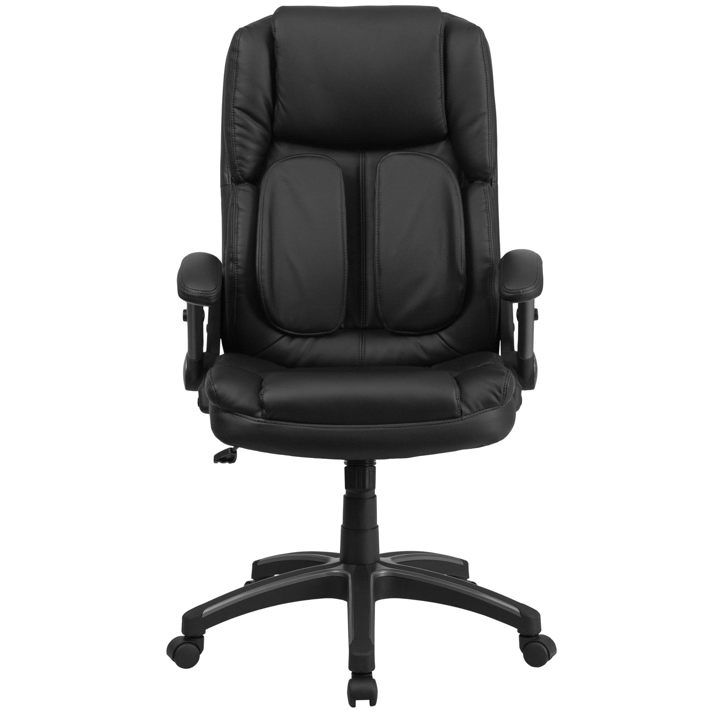 Hansel Extreme Comfort High Back Black LeatherSoft Executive Swivel Ergonomic Office Chair with Flip-Up Arms Black