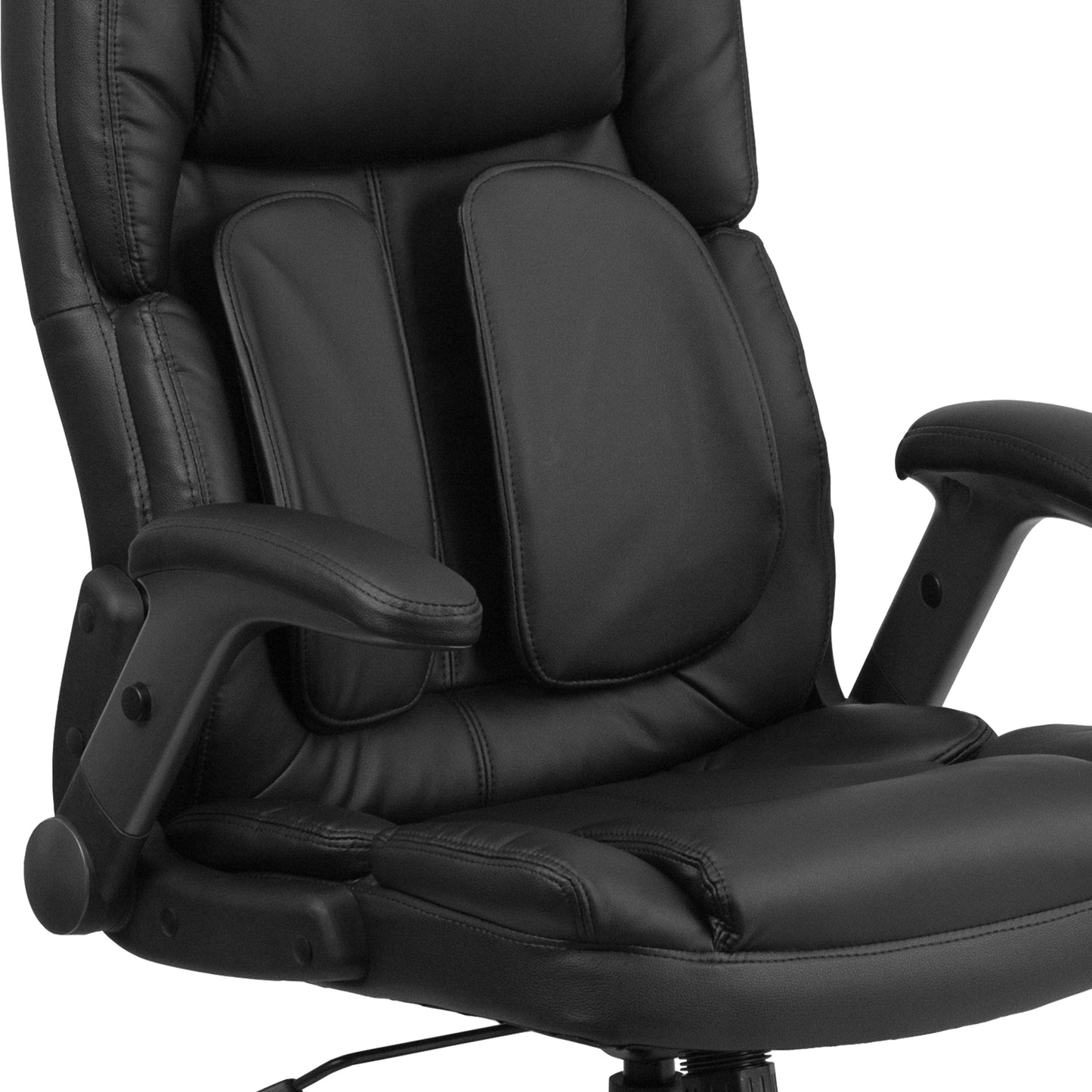 Hansel Extreme Comfort High Back Black LeatherSoft Executive Swivel Ergonomic Office Chair with Flip-Up Arms Black