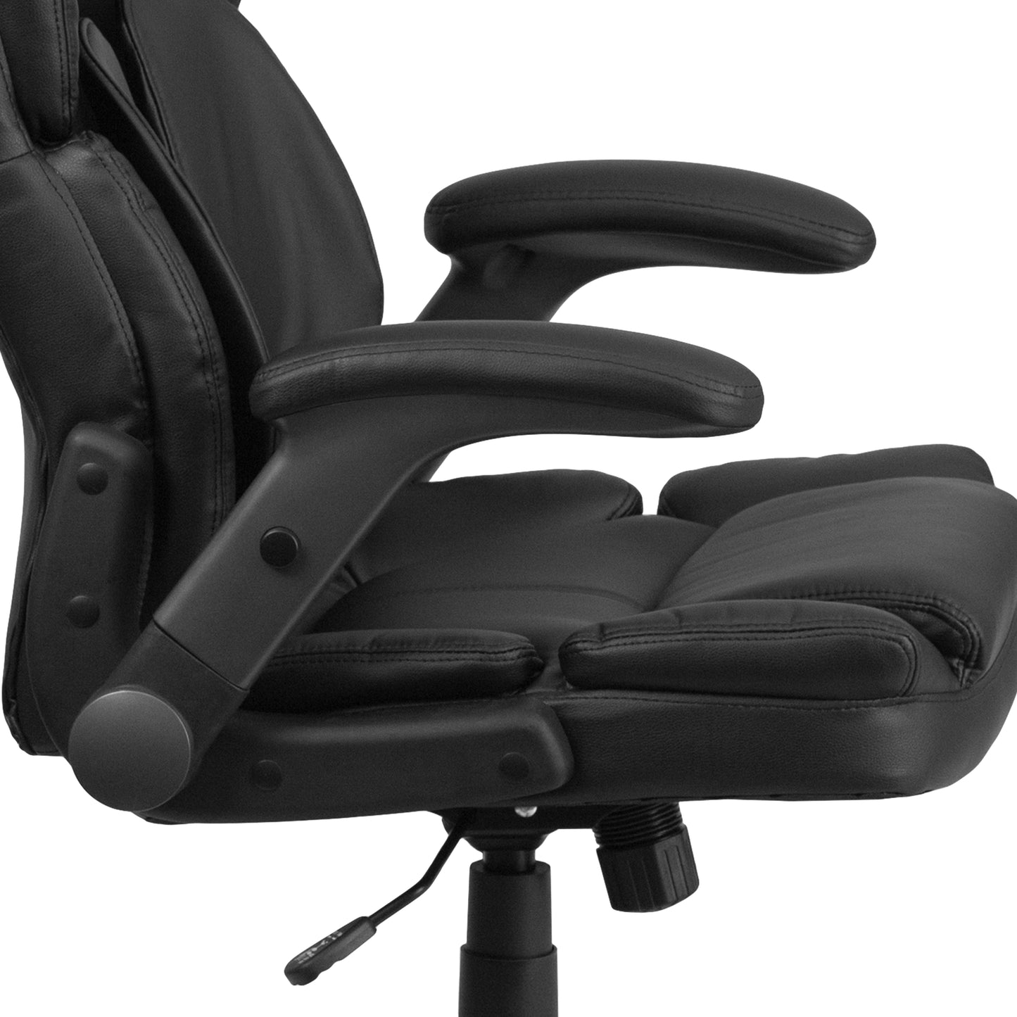 Hansel Extreme Comfort High Back Black LeatherSoft Executive Swivel Ergonomic Office Chair with Flip-Up Arms Black