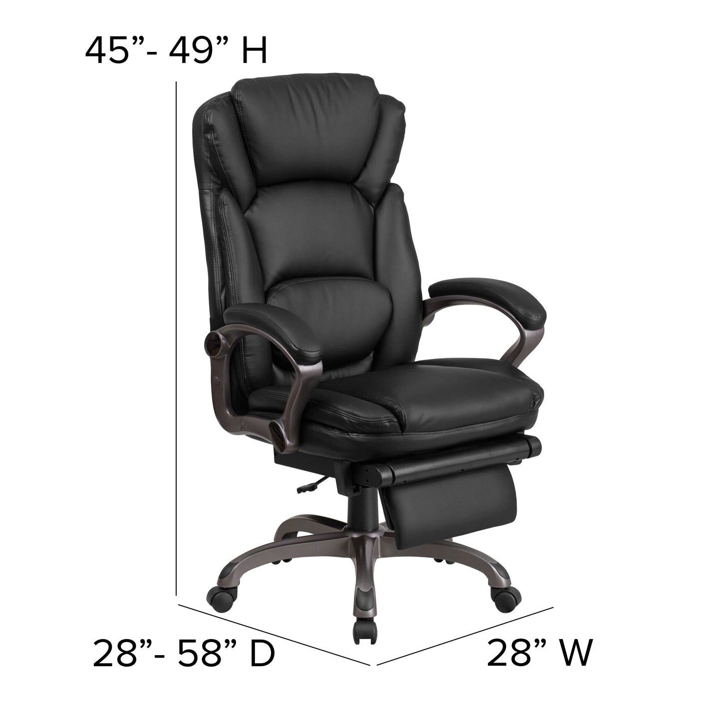 Martin High Back Black LeatherSoft Executive Reclining Ergonomic Swivel Office Chair with Outer Lumbar Cushion and Arms Black