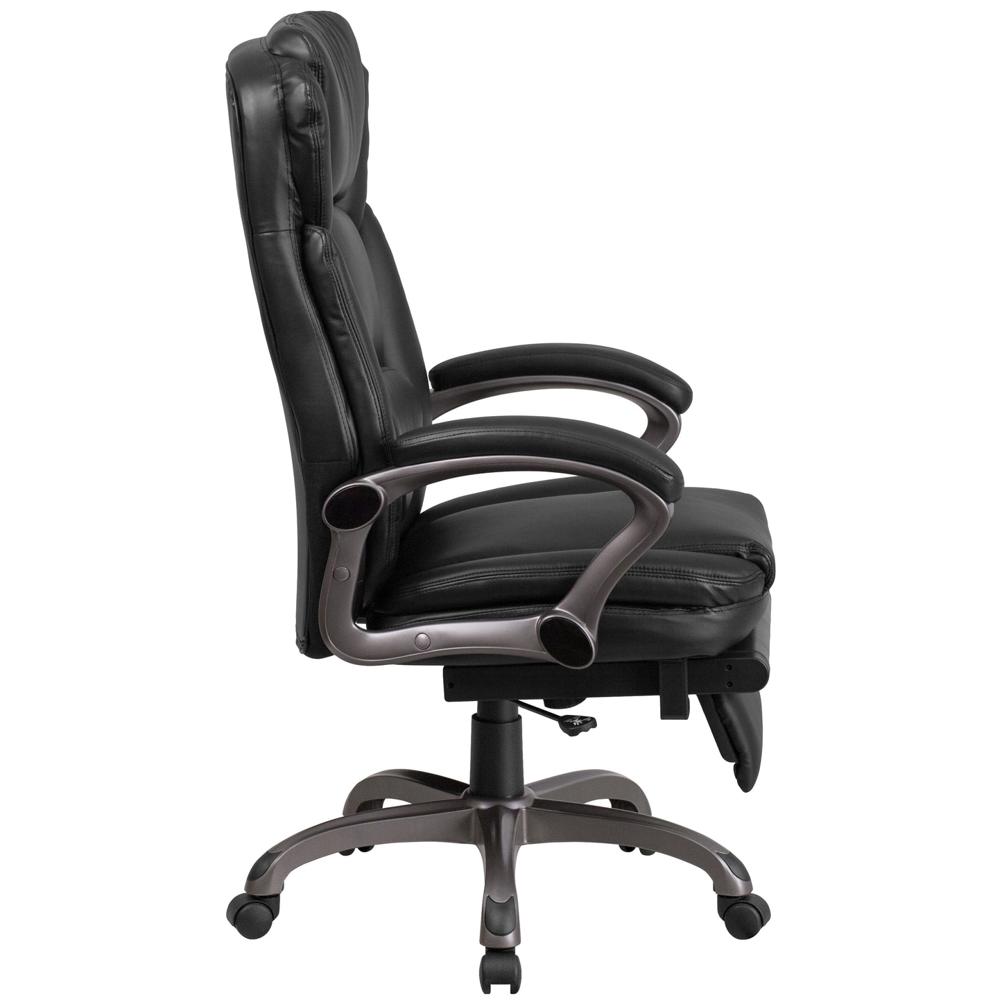 Martin High Back Black LeatherSoft Executive Reclining Ergonomic Swivel Office Chair with Outer Lumbar Cushion and Arms Black