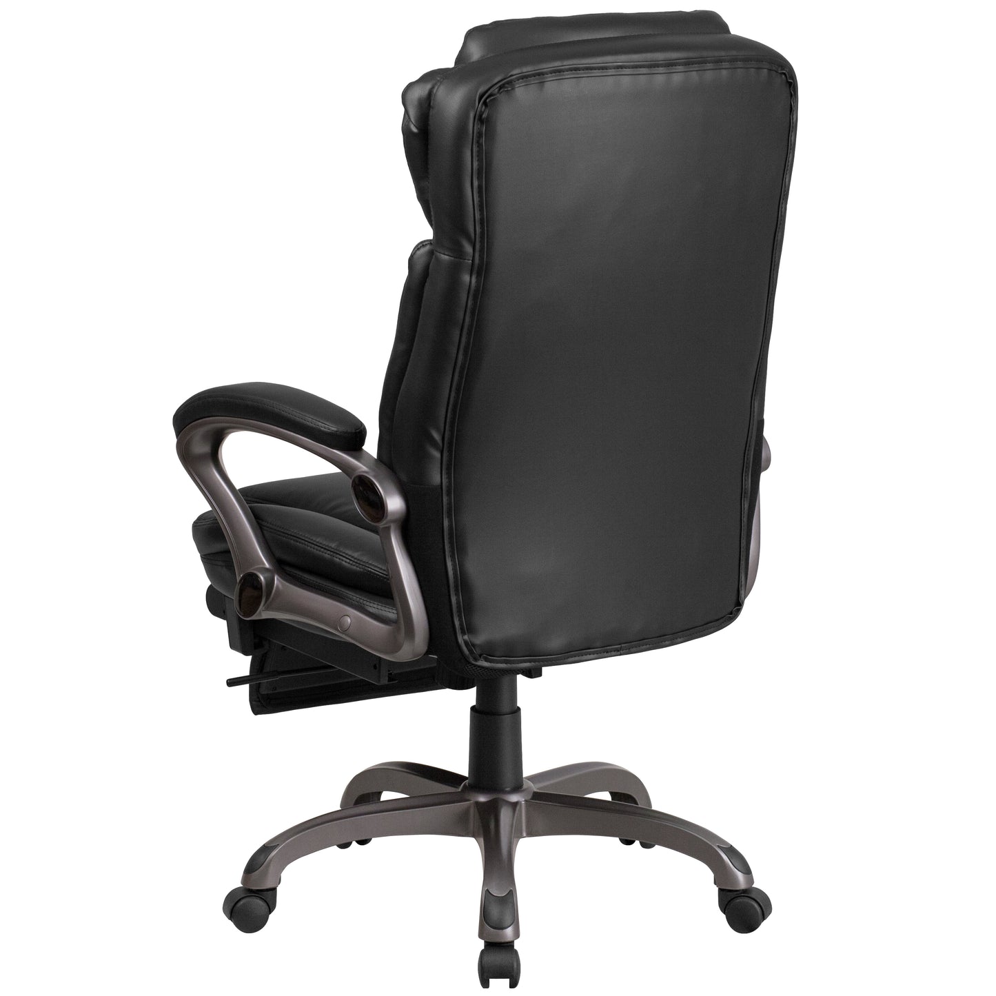 Martin High Back Black LeatherSoft Executive Reclining Ergonomic Swivel Office Chair with Outer Lumbar Cushion and Arms Black