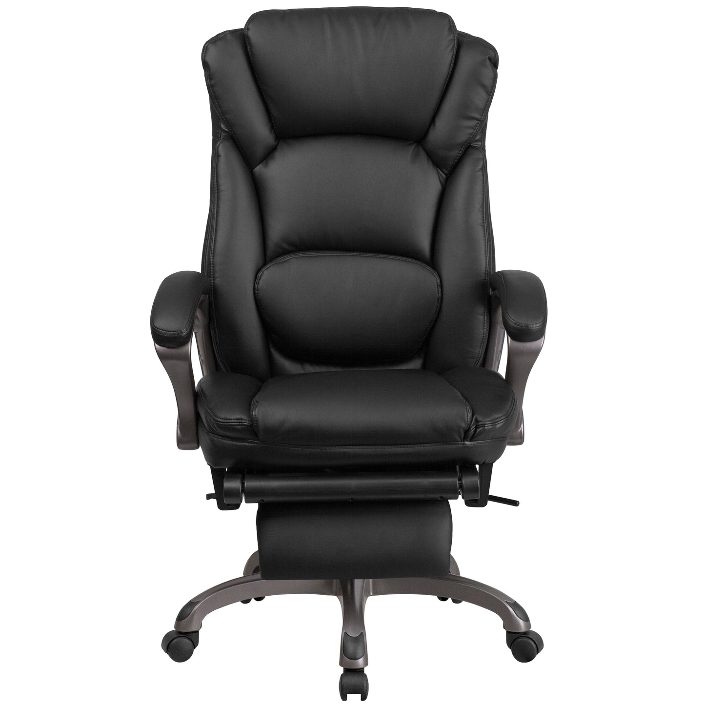Martin High Back Black LeatherSoft Executive Reclining Ergonomic Swivel Office Chair with Outer Lumbar Cushion and Arms Black