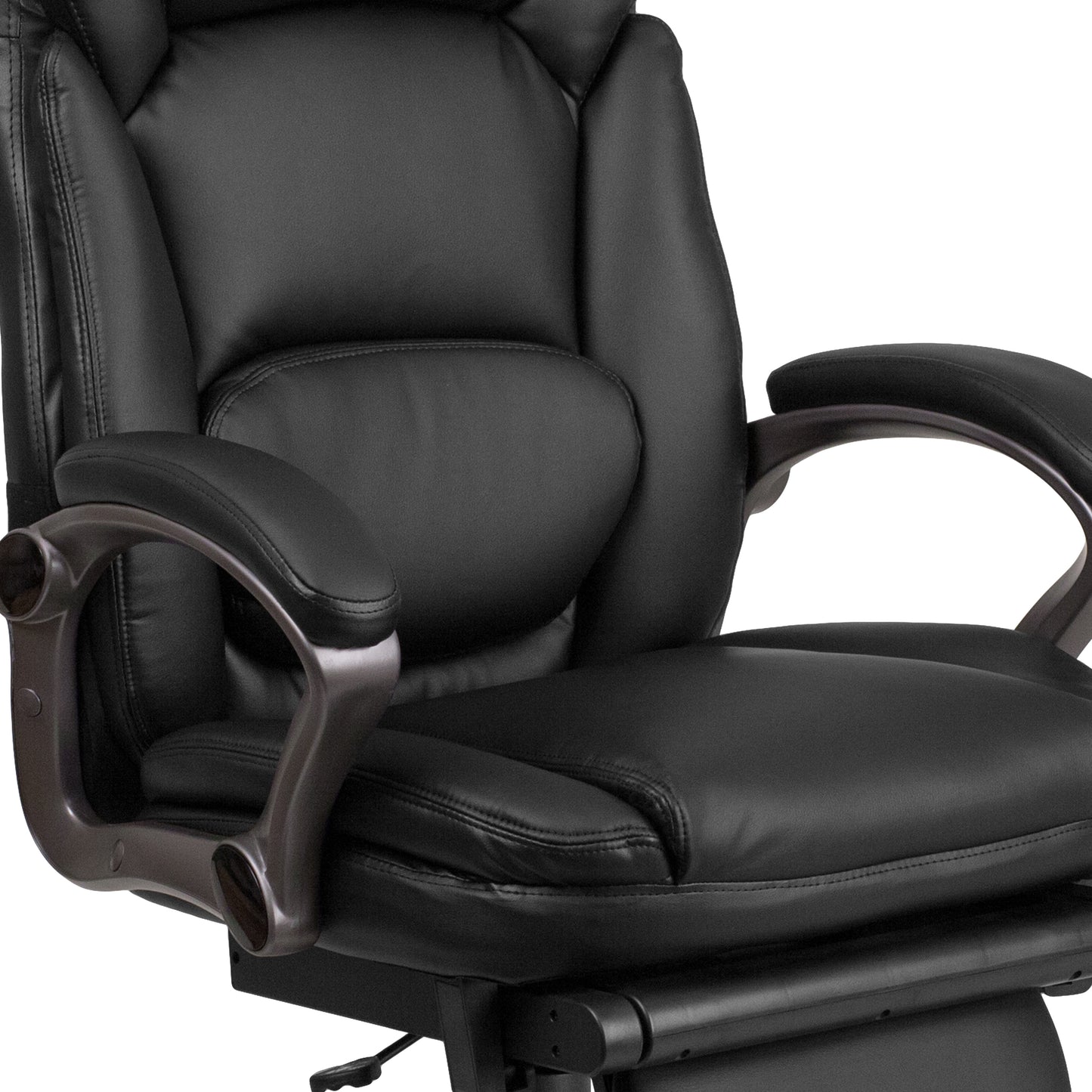 Martin High Back Black LeatherSoft Executive Reclining Ergonomic Swivel Office Chair with Outer Lumbar Cushion and Arms Black
