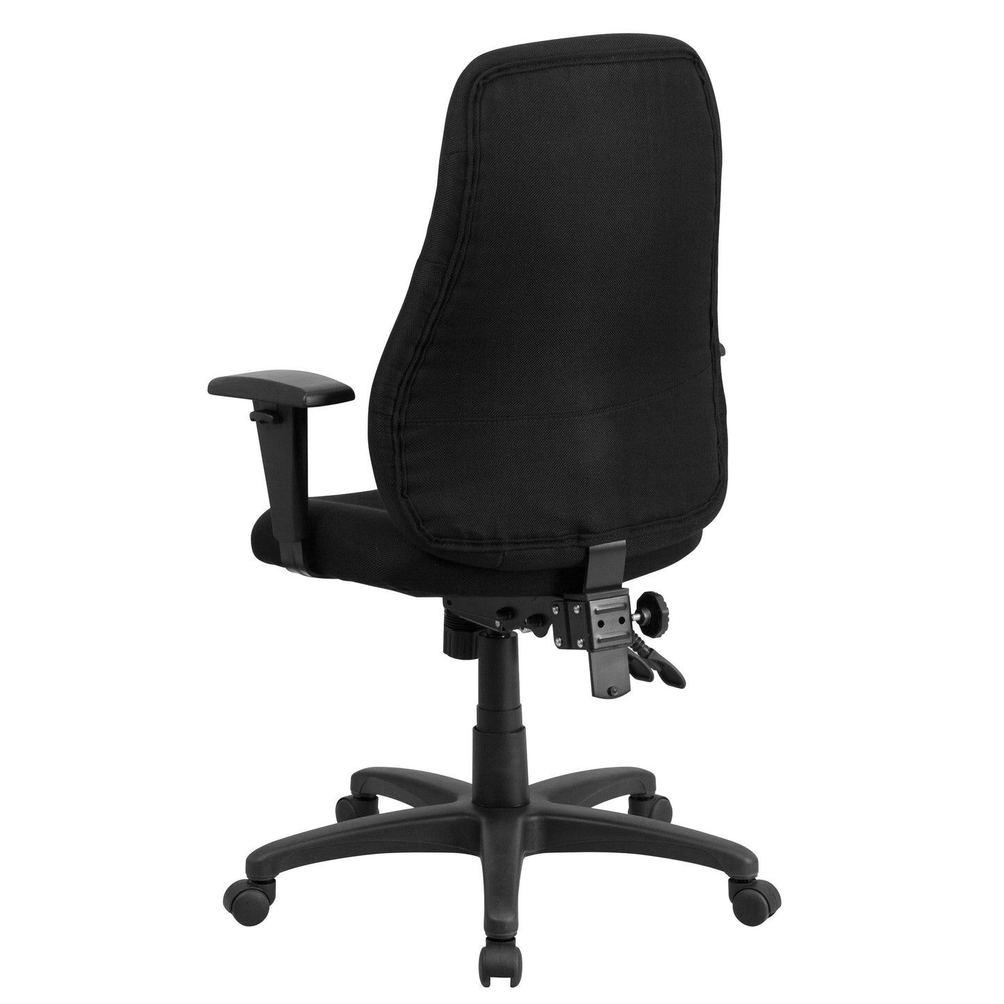 Hughes High Back Black Fabric Multifunction Swivel Ergonomic Task Office Chair with Adjustable Arms Black