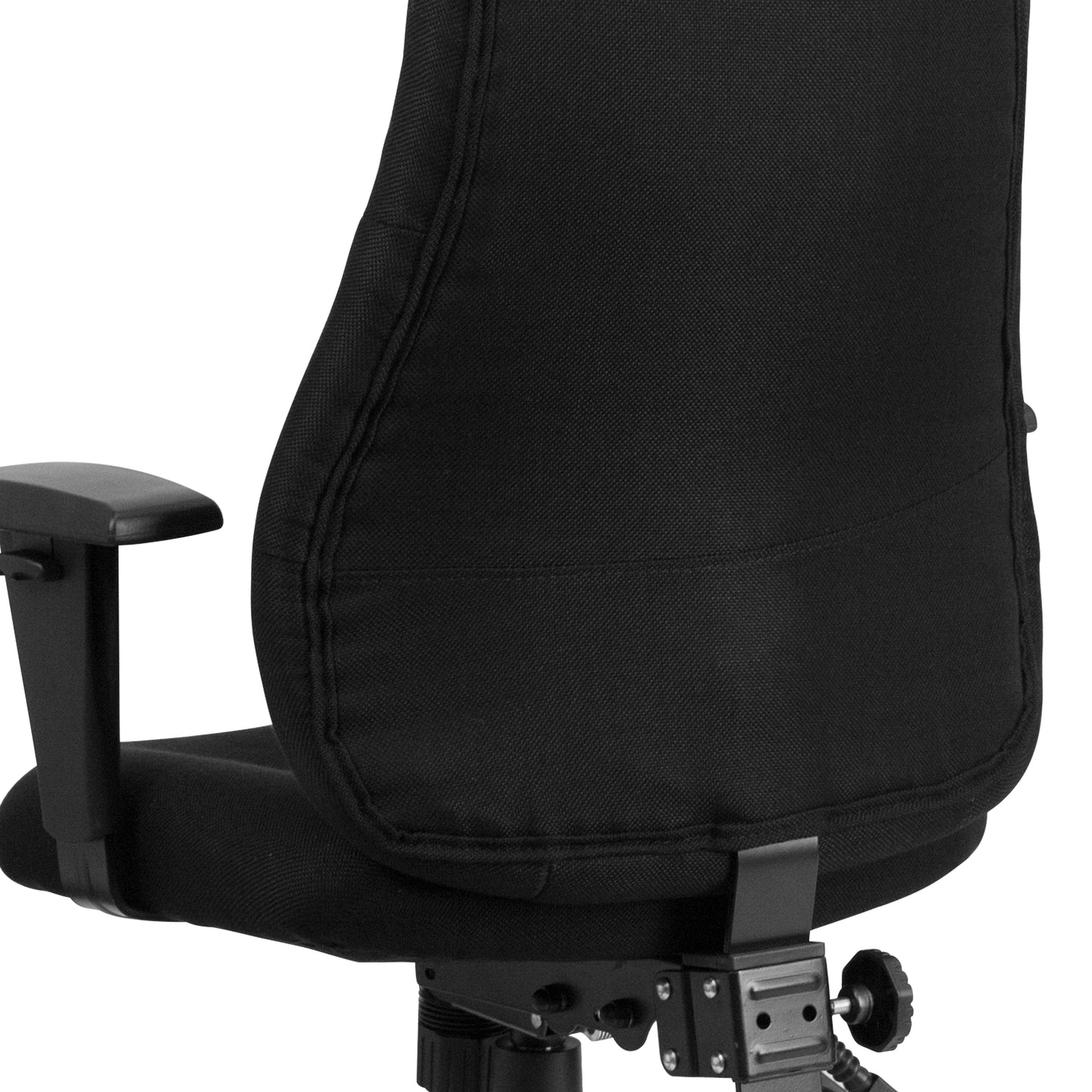 Hughes High Back Black Fabric Multifunction Swivel Ergonomic Task Office Chair with Adjustable Arms Black