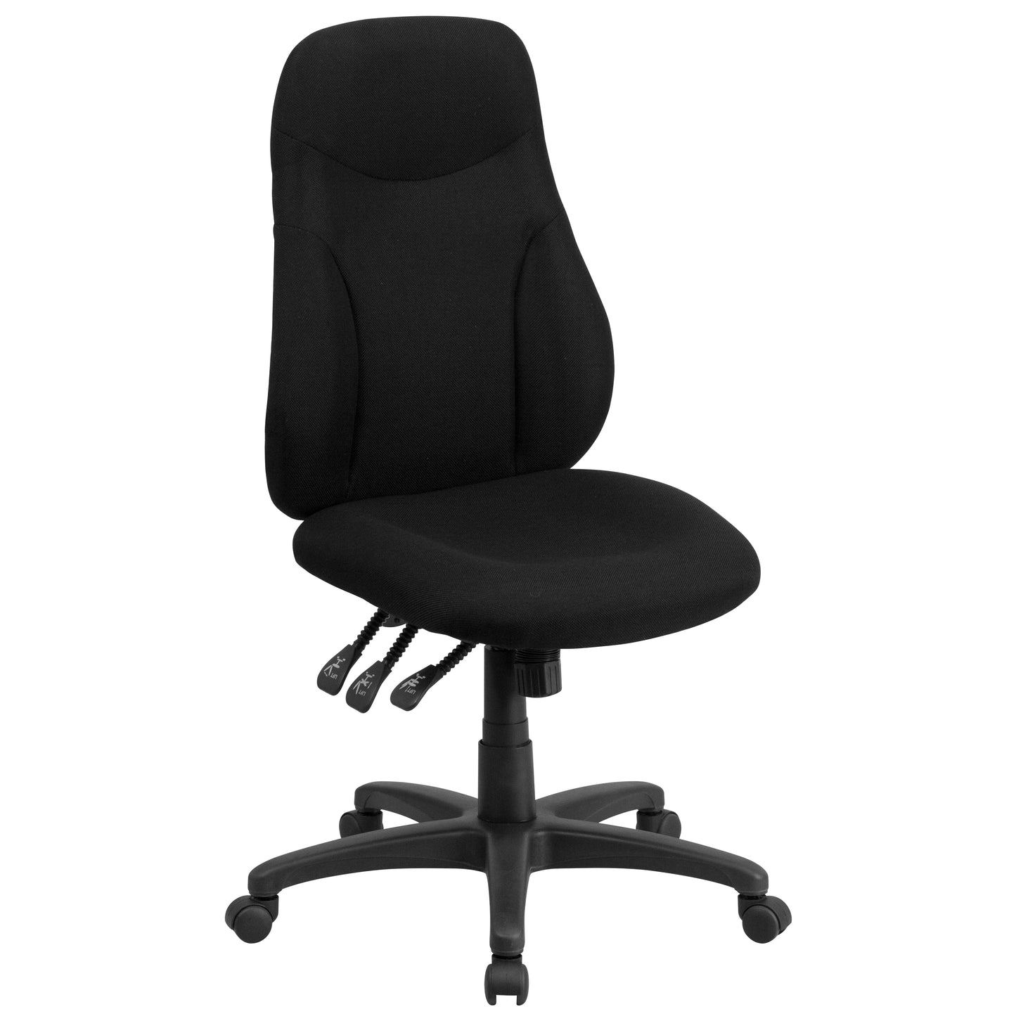 Hughes High Back Black Fabric Multifunction Swivel Ergonomic Task Office Chair Black