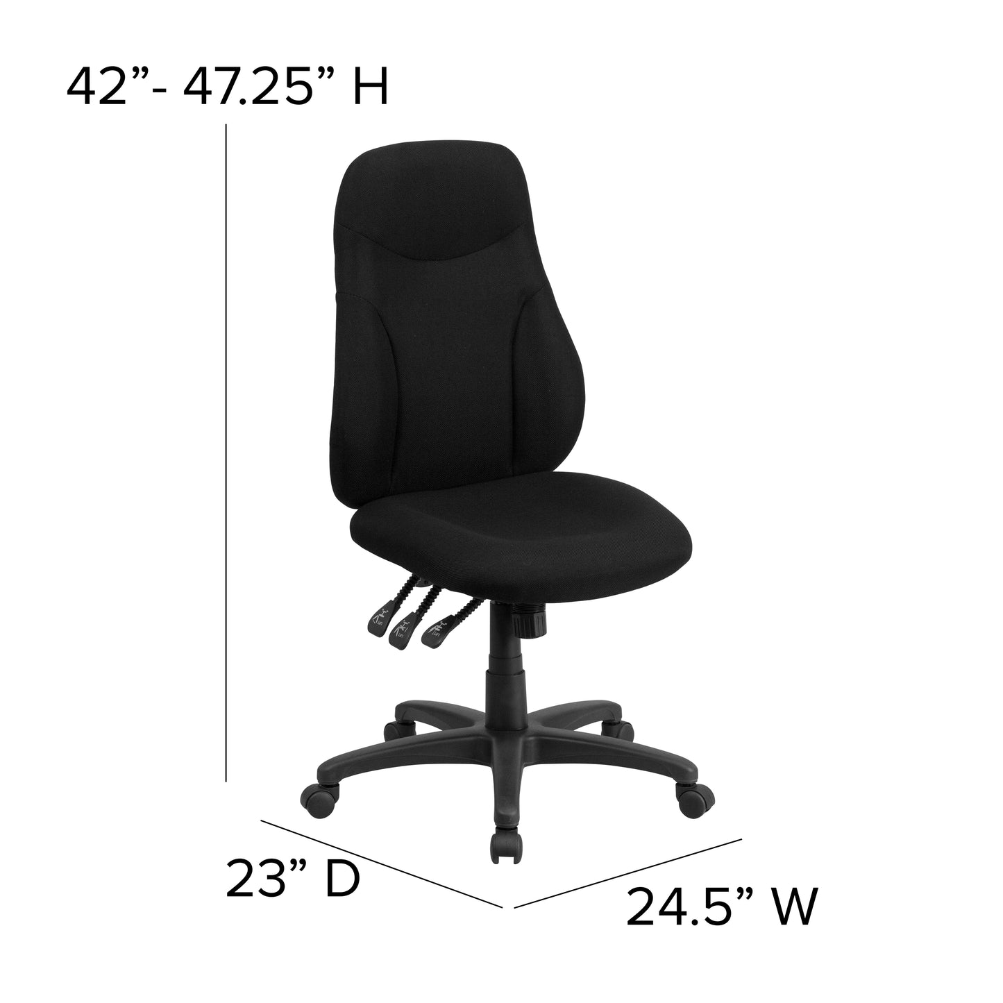 Hughes High Back Black Fabric Multifunction Swivel Ergonomic Task Office Chair Black