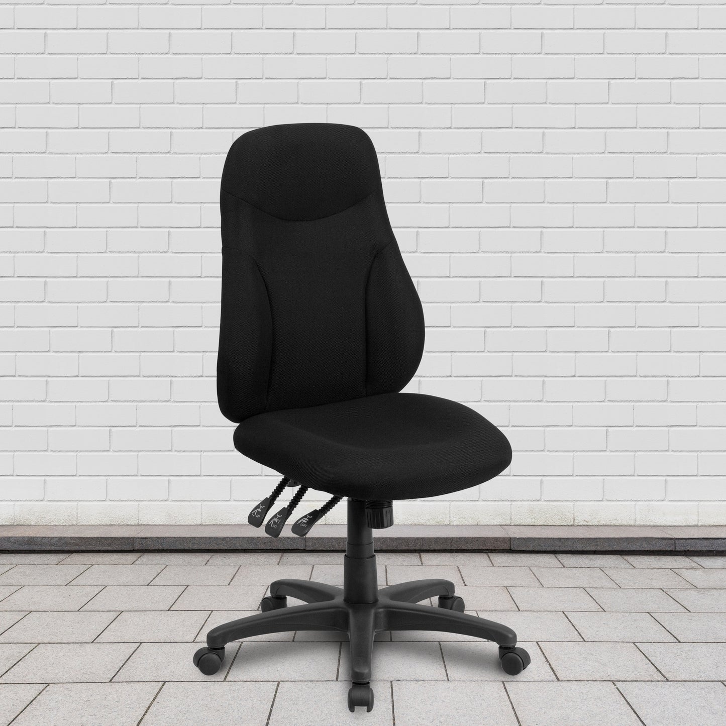 Hughes High Back Black Fabric Multifunction Swivel Ergonomic Task Office Chair Black