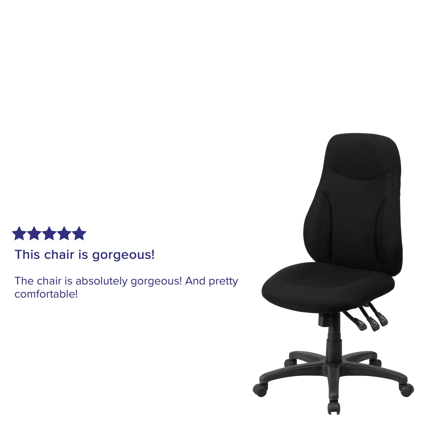 Hughes High Back Black Fabric Multifunction Swivel Ergonomic Task Office Chair Black