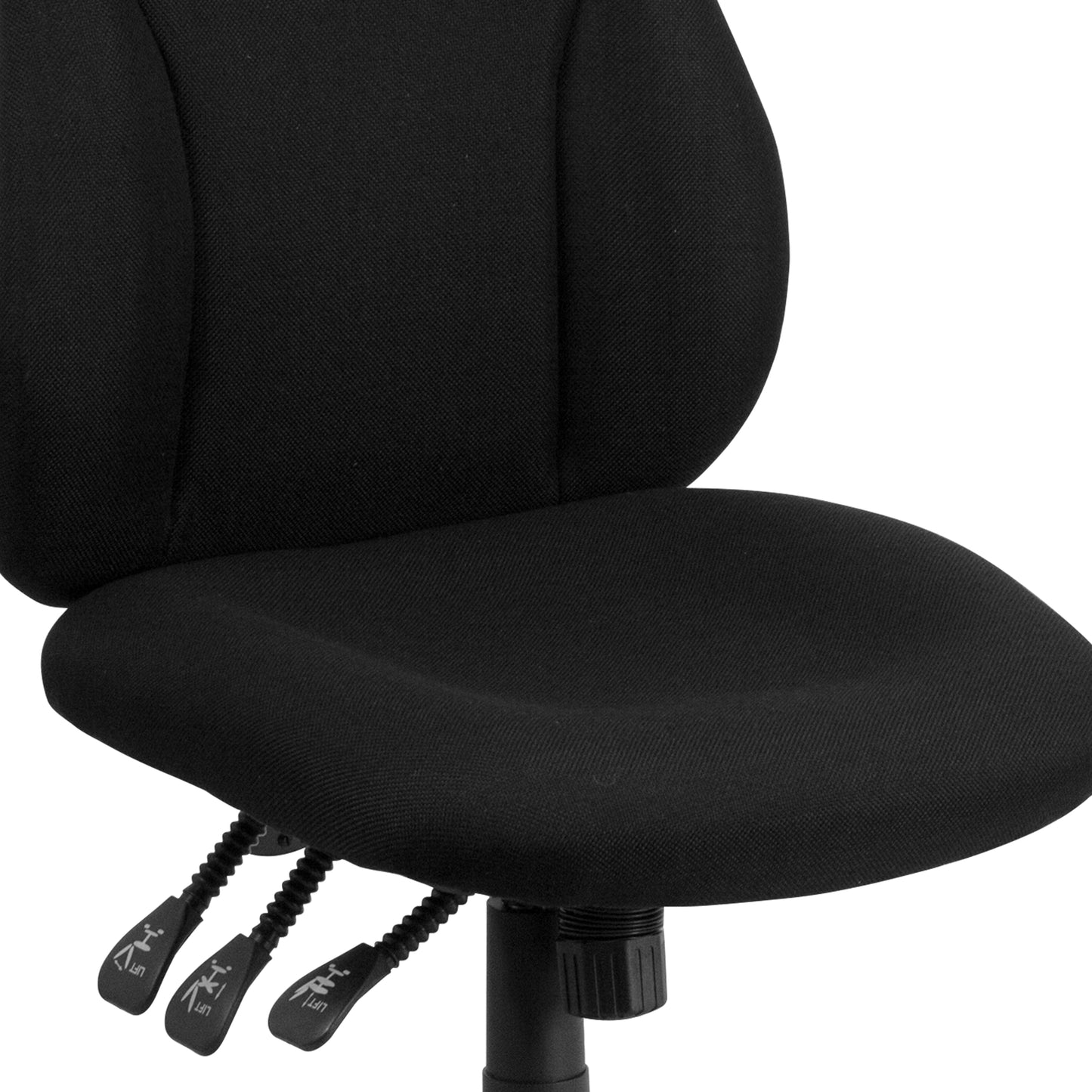 Hughes High Back Black Fabric Multifunction Swivel Ergonomic Task Office Chair Black