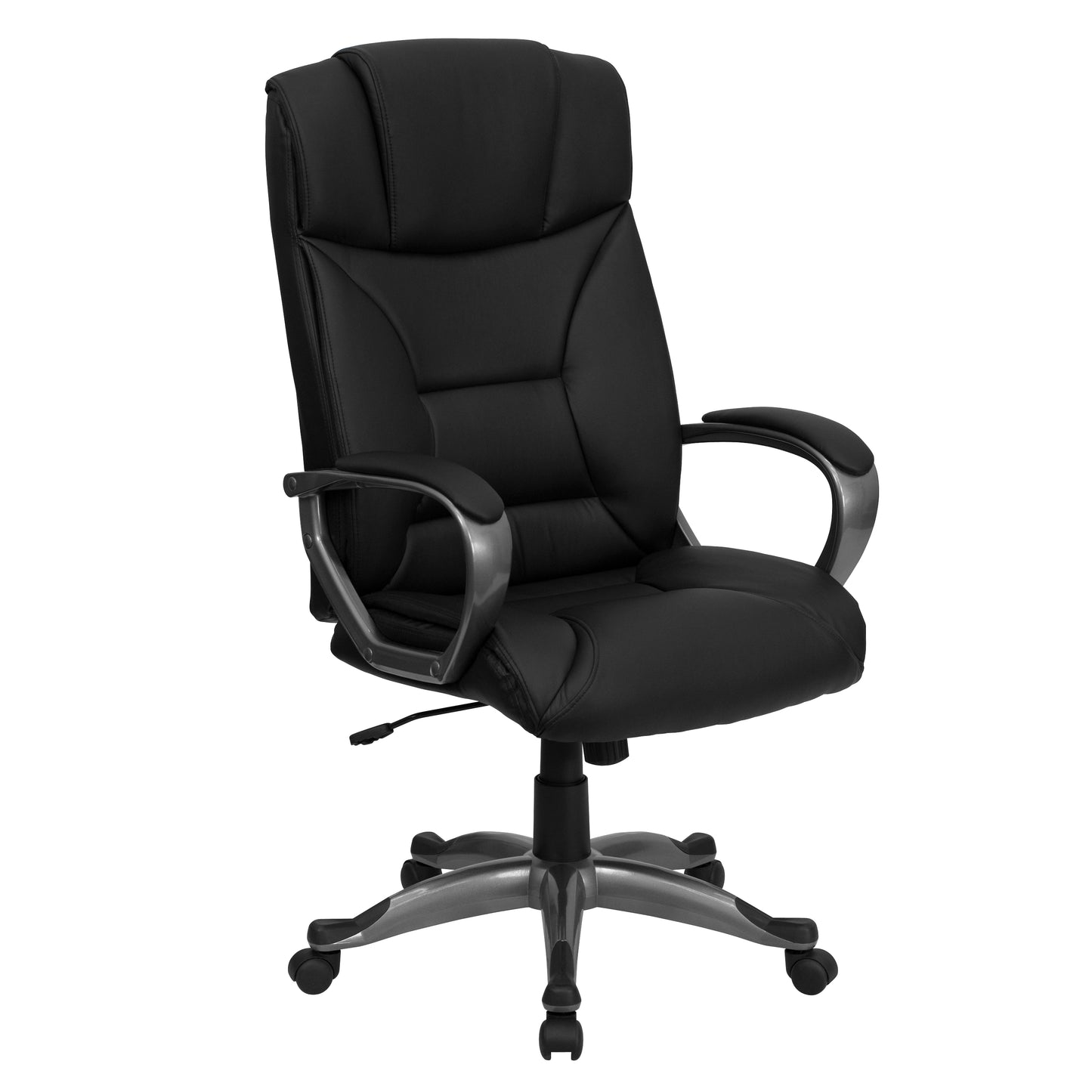 Hansel High Back Black LeatherSoft Executive Swivel Office Chair with Arms Black