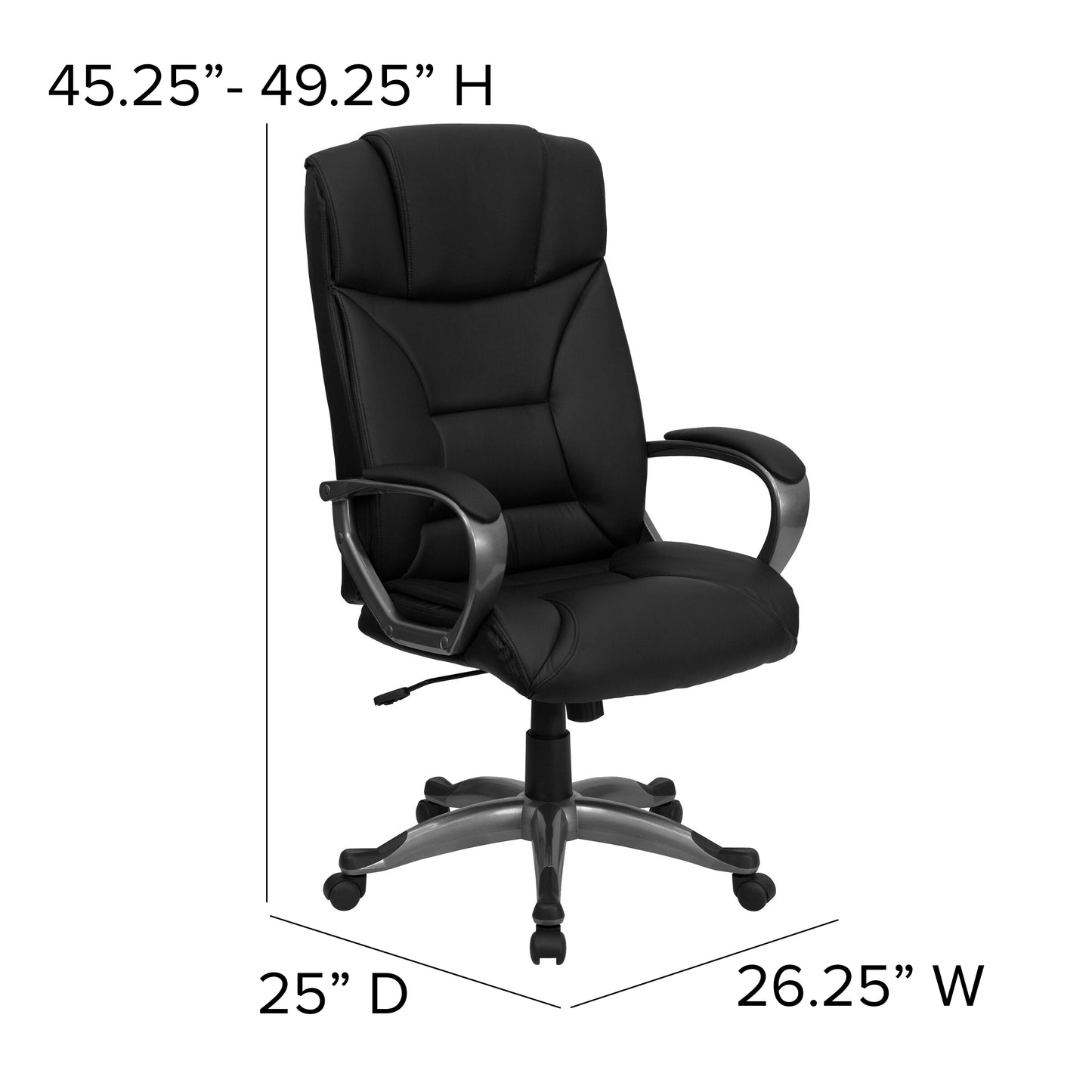 Hansel High Back Black LeatherSoft Executive Swivel Office Chair with Arms Black