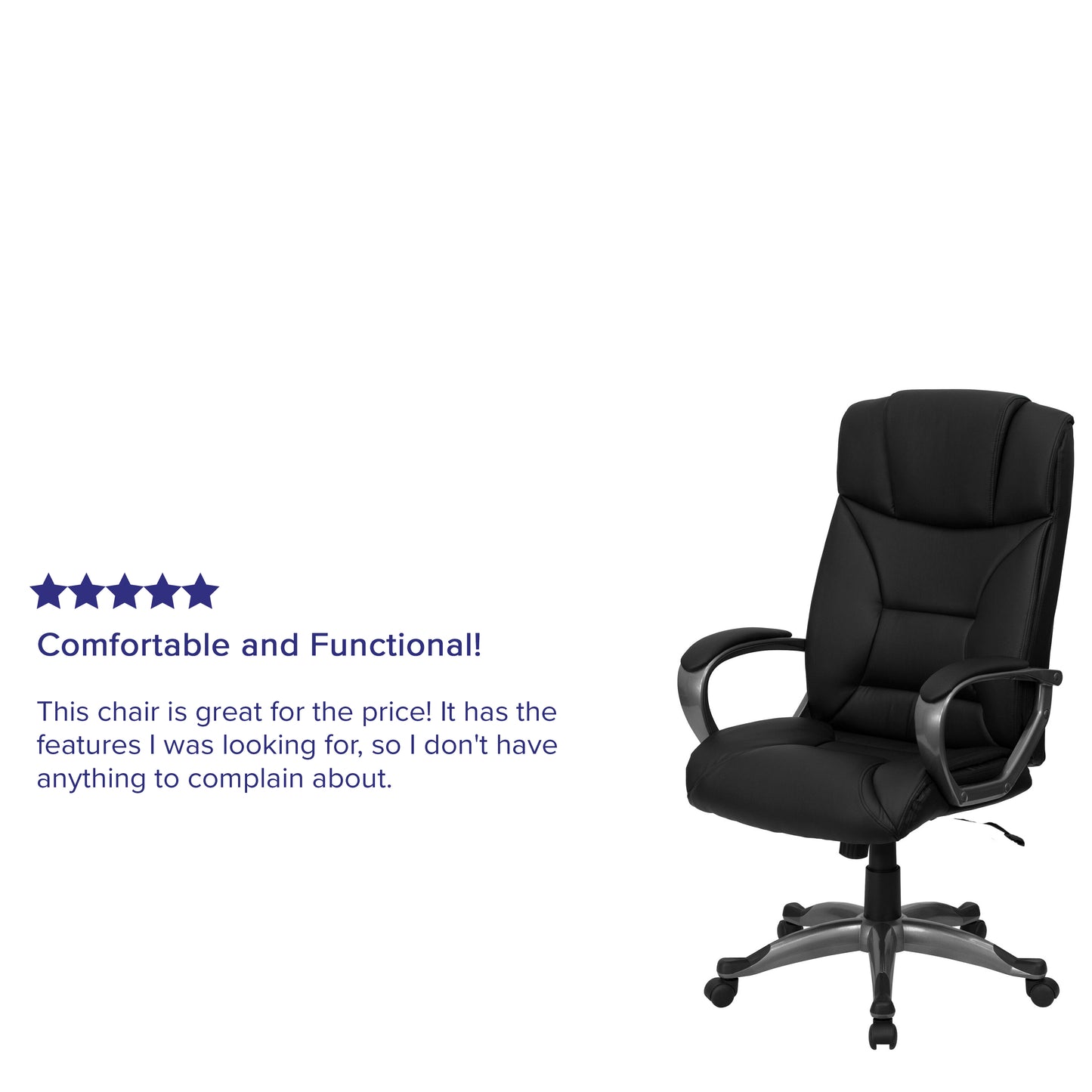 Hansel High Back Black LeatherSoft Executive Swivel Office Chair with Arms Black