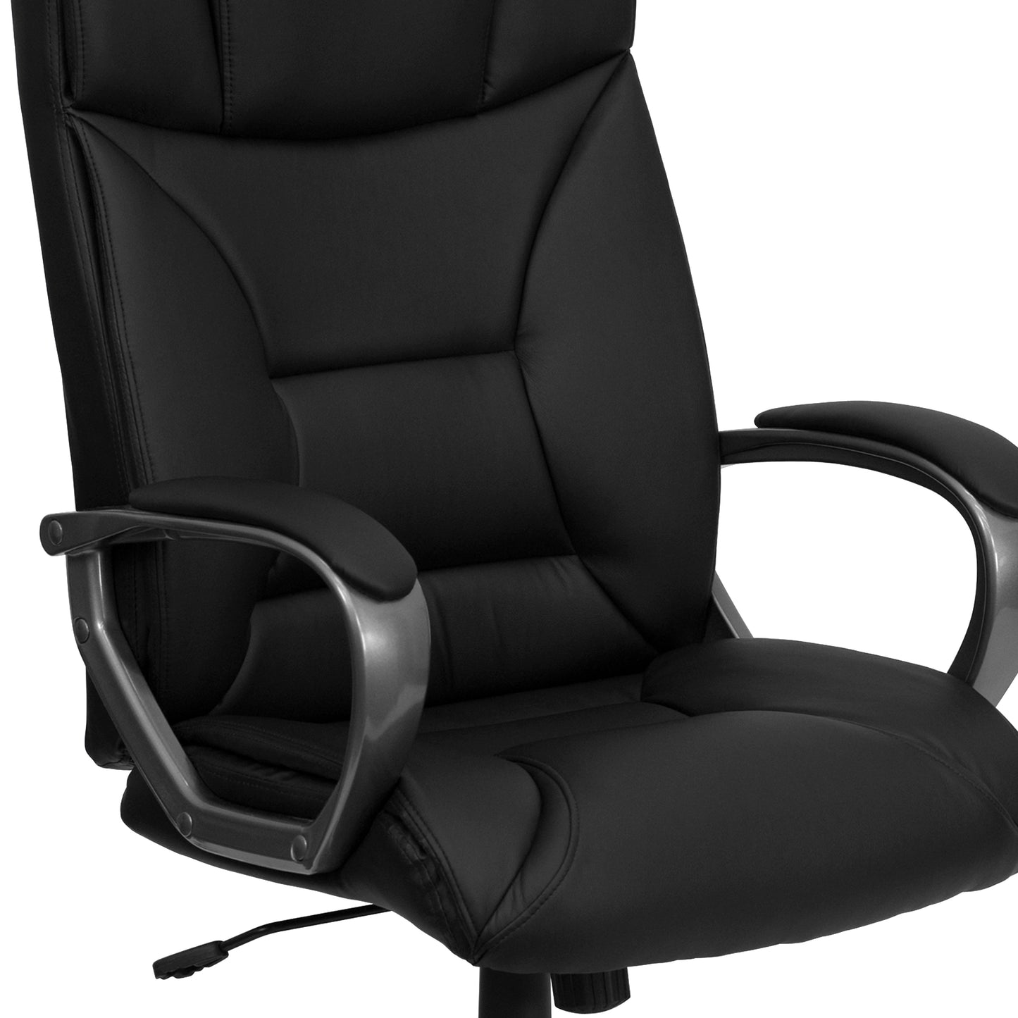 Hansel High Back Black LeatherSoft Executive Swivel Office Chair with Arms Black