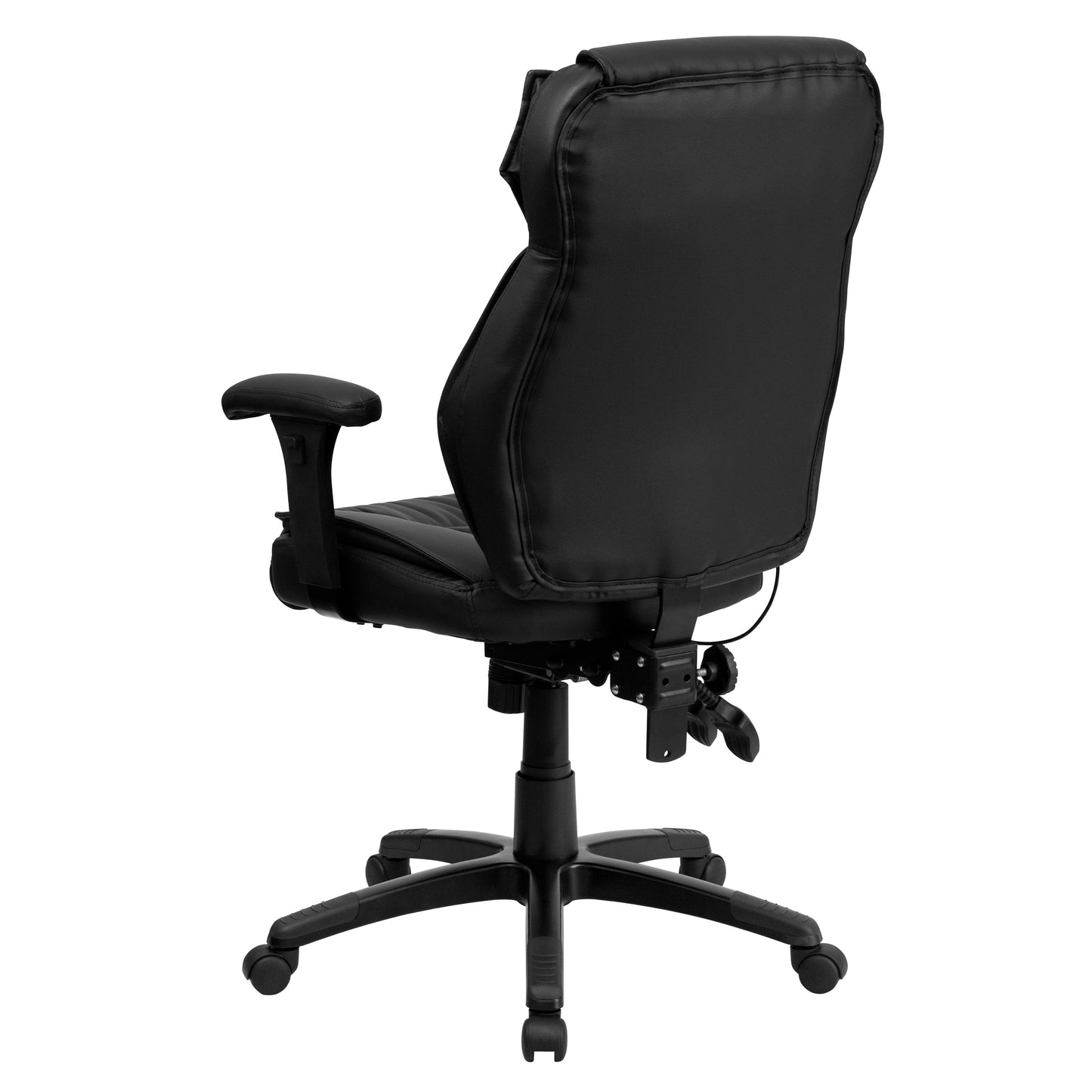 Hansel High Back Black LeatherSoft Multifunction Executive Swivel Ergonomic Office Chair with Lumbar Support Knob with Arms Black