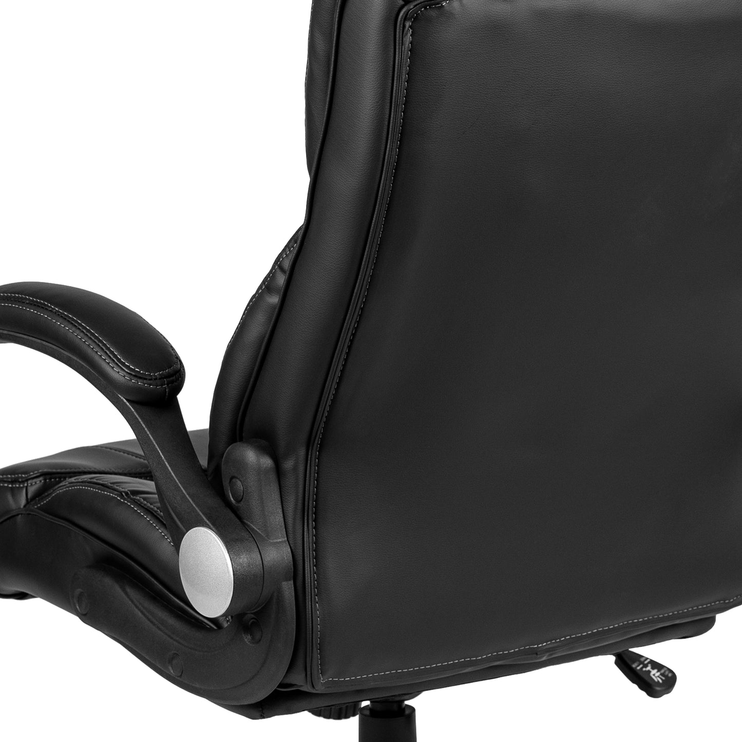 Hansel High Back Black LeatherSoft Executive Swivel Office Chair with Double Layered Headrest and Open Arms Black