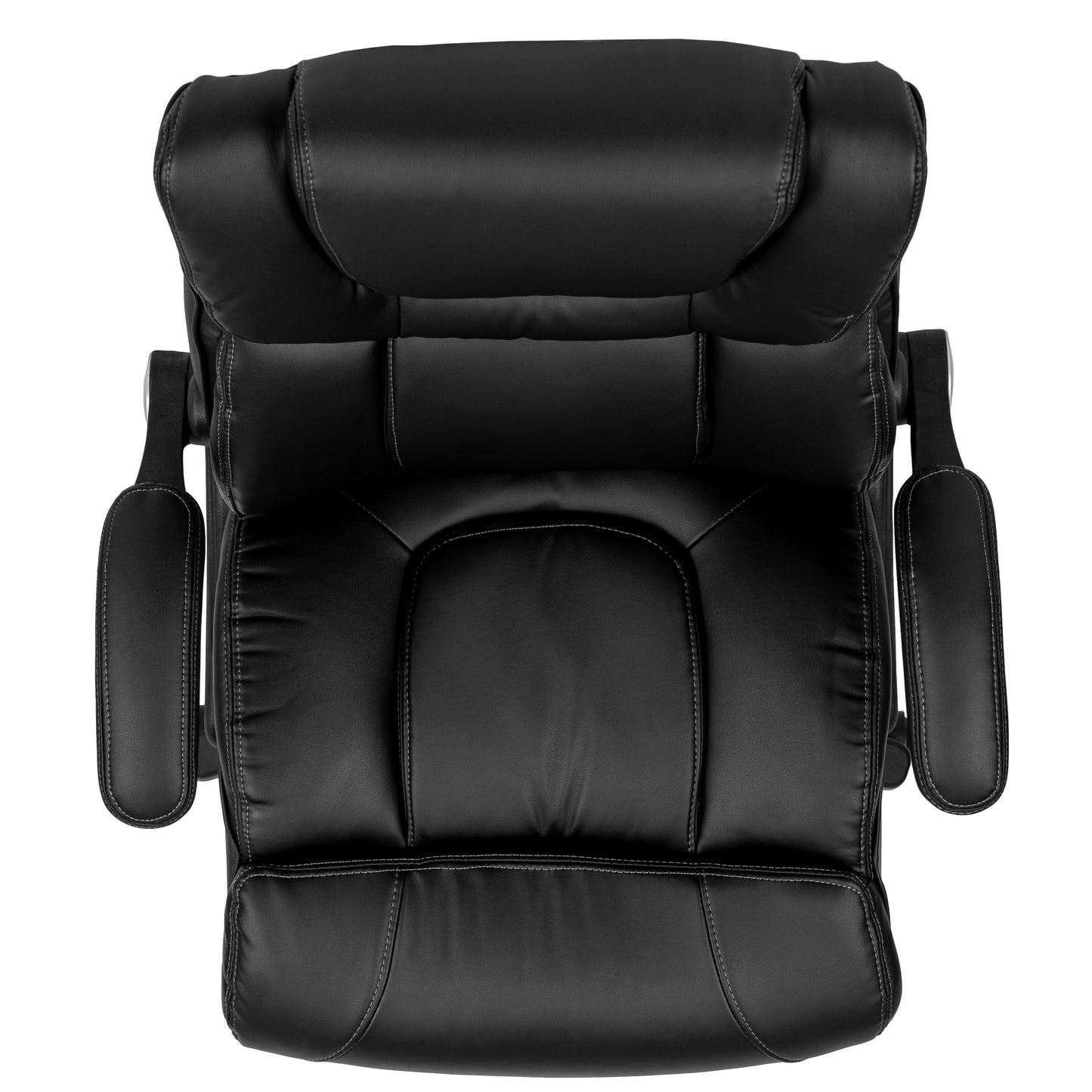 Hansel High Back Black LeatherSoft Executive Swivel Office Chair with Double Layered Headrest and Open Arms Black