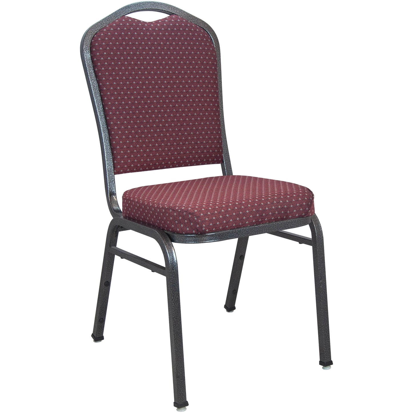 Advantage Premium Burgundy-patterned Crown Back Banquet Chair - Silver Vein Burgundy Patterned Fabric/Silver Vein Frame