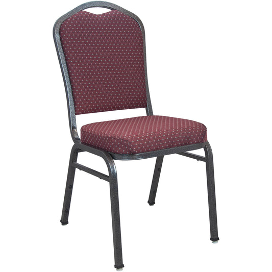 Advantage Premium Burgundy-patterned Crown Back Banquet Chair - Silver Vein Burgundy Patterned Fabric/Silver Vein Frame CBMW-202