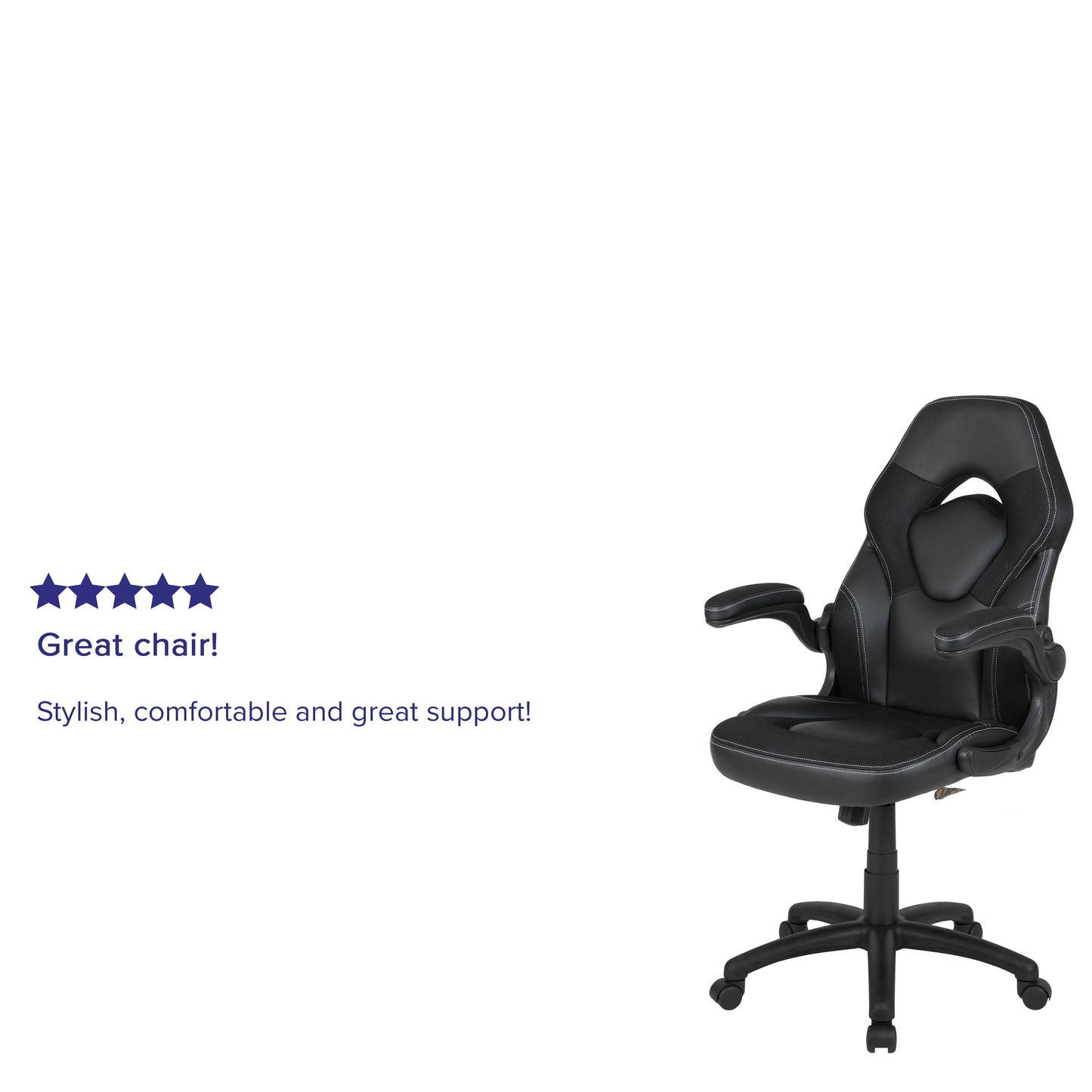 X10 Gaming Chair, Racing Style Ergonomic Office Chair, Height Adjustable Swivel Computer Chair with Flip-Up Arms, Black LeatherSoft Black