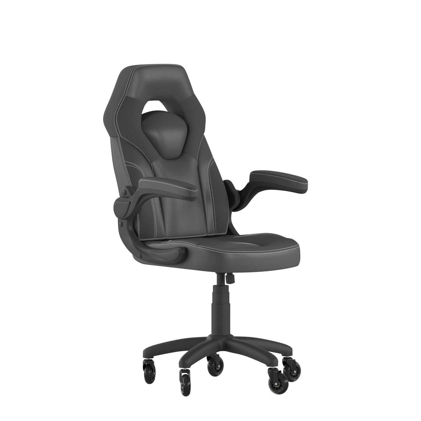 X10 Gaming Chair Racing Office Computer PC Adjustable Chair with Flip-up Arms and Transparent Roller Wheels, Black LeatherSoft Black