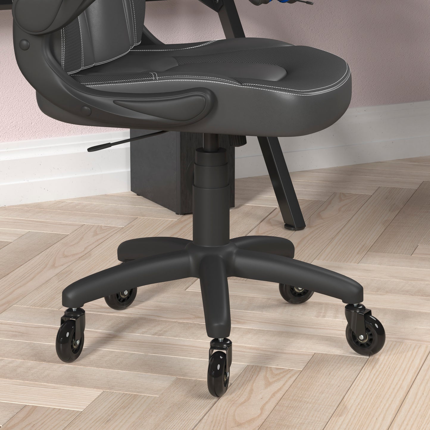 X10 Gaming Chair Racing Office Computer PC Adjustable Chair with Flip-up Arms and Transparent Roller Wheels, Black LeatherSoft Black
