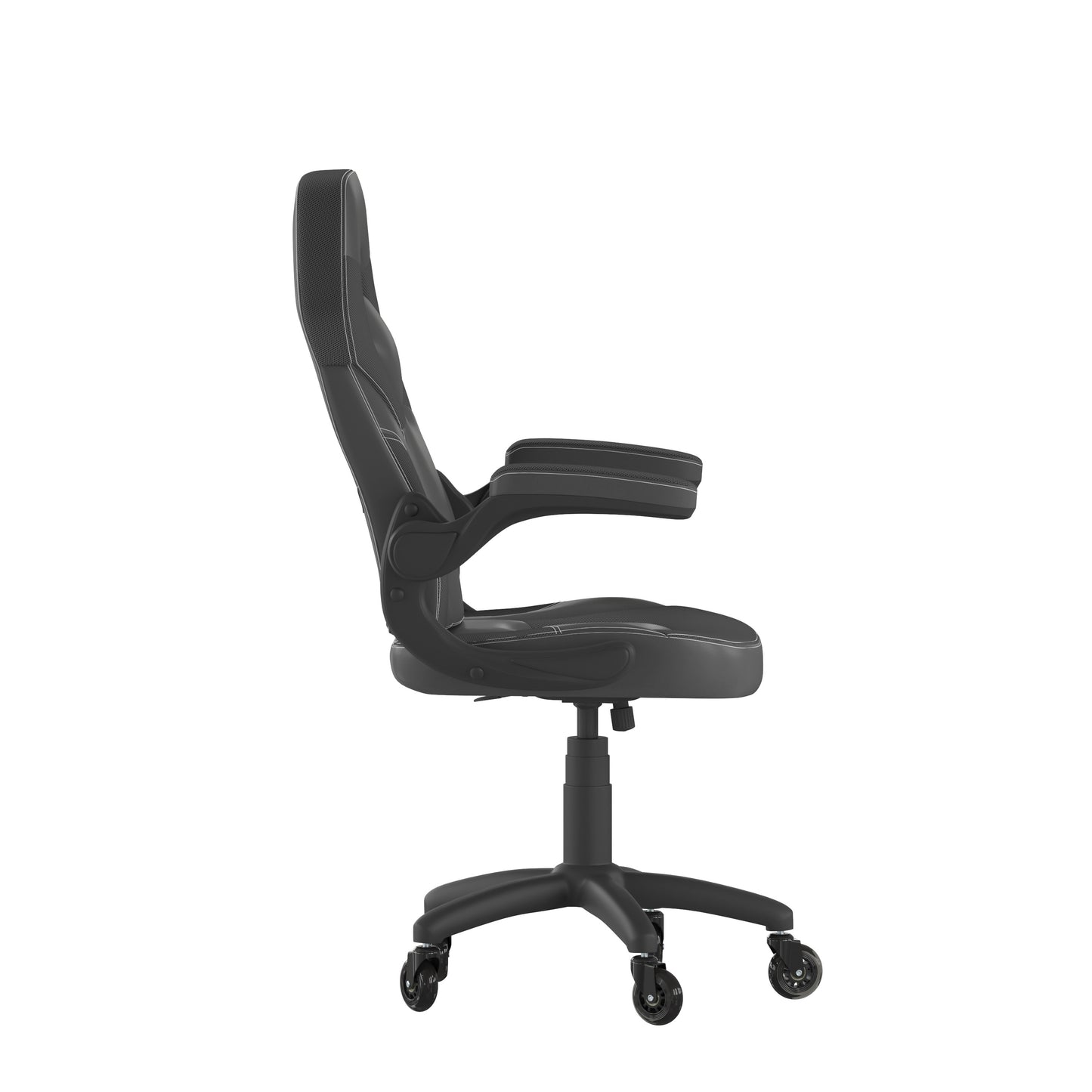 X10 Gaming Chair Racing Office Computer PC Adjustable Chair with Flip-up Arms and Transparent Roller Wheels, Black LeatherSoft Black