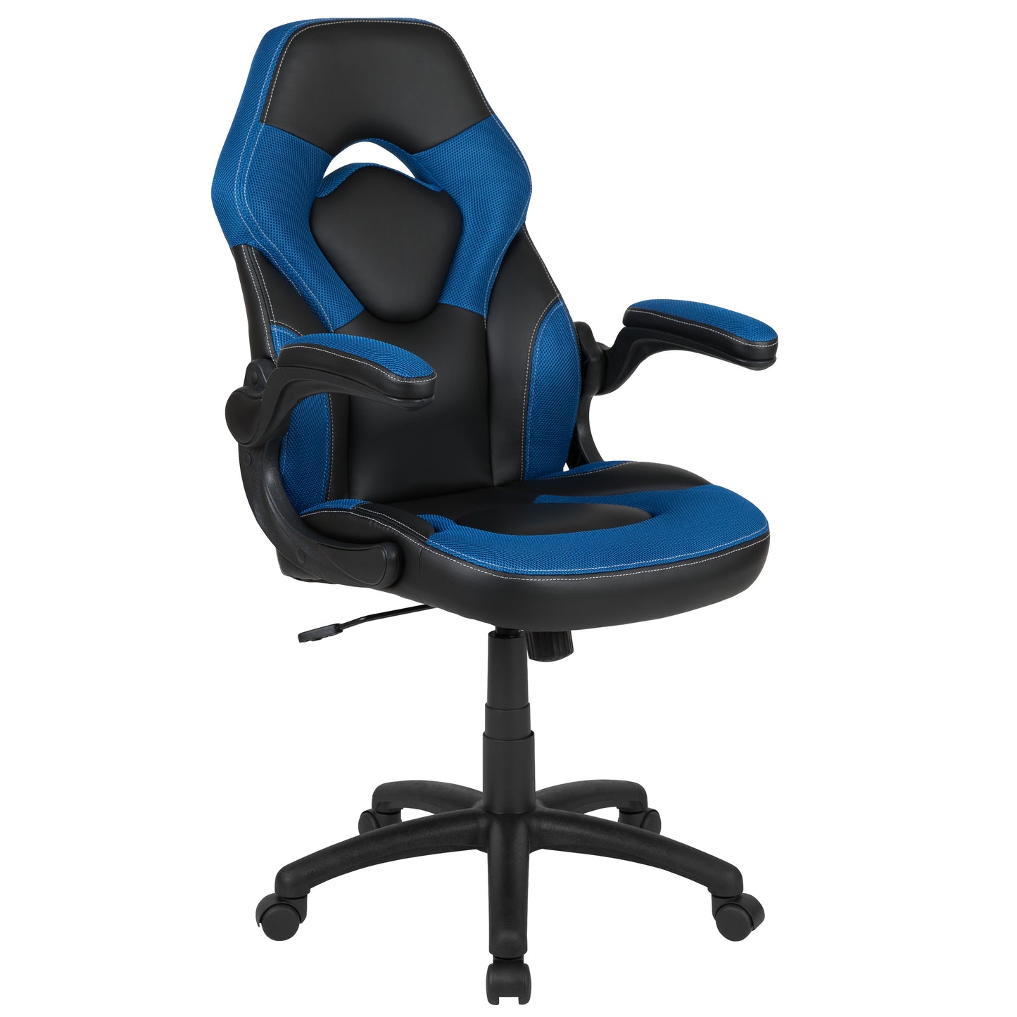 X10 Gaming Chair, Racing Style Ergonomic Office Chair, Height Adjustable Swivel Computer Chair with Flip-Up Arms, Blue/Black LeatherSoft Blue