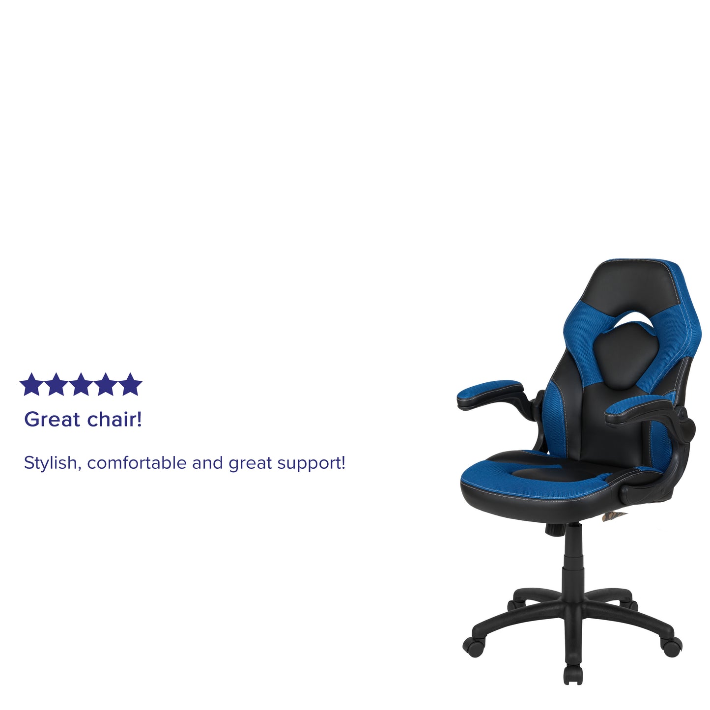 X10 Gaming Chair, Racing Style Ergonomic Office Chair, Height Adjustable Swivel Computer Chair with Flip-Up Arms, Blue/Black LeatherSoft Blue