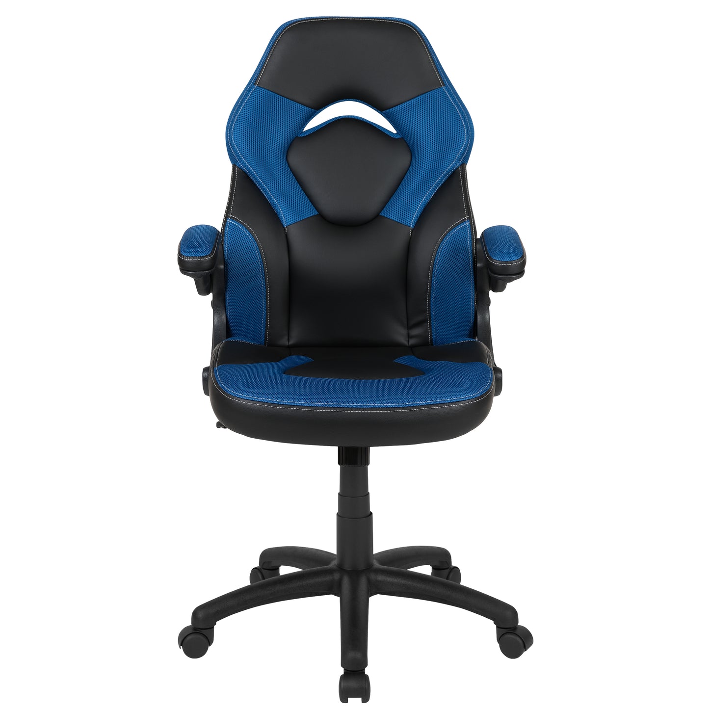 X10 Gaming Chair, Racing Style Ergonomic Office Chair, Height Adjustable Swivel Computer Chair with Flip-Up Arms, Blue/Black LeatherSoft Blue