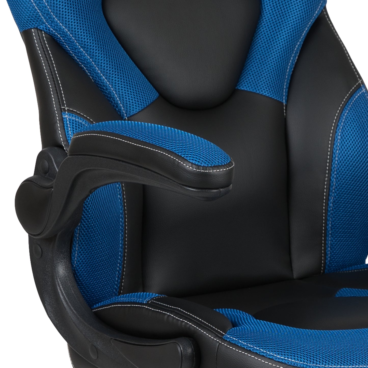 X10 Gaming Chair, Racing Style Ergonomic Office Chair, Height Adjustable Swivel Computer Chair with Flip-Up Arms, Blue/Black LeatherSoft Blue
