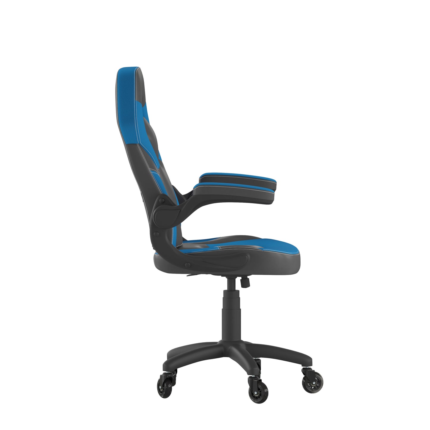 X10 Gaming Chair Racing Office Computer PC Adjustable Chair with Flip-up Arms and Transparent Roller Wheels, Blue/Black LeatherSoft Blue