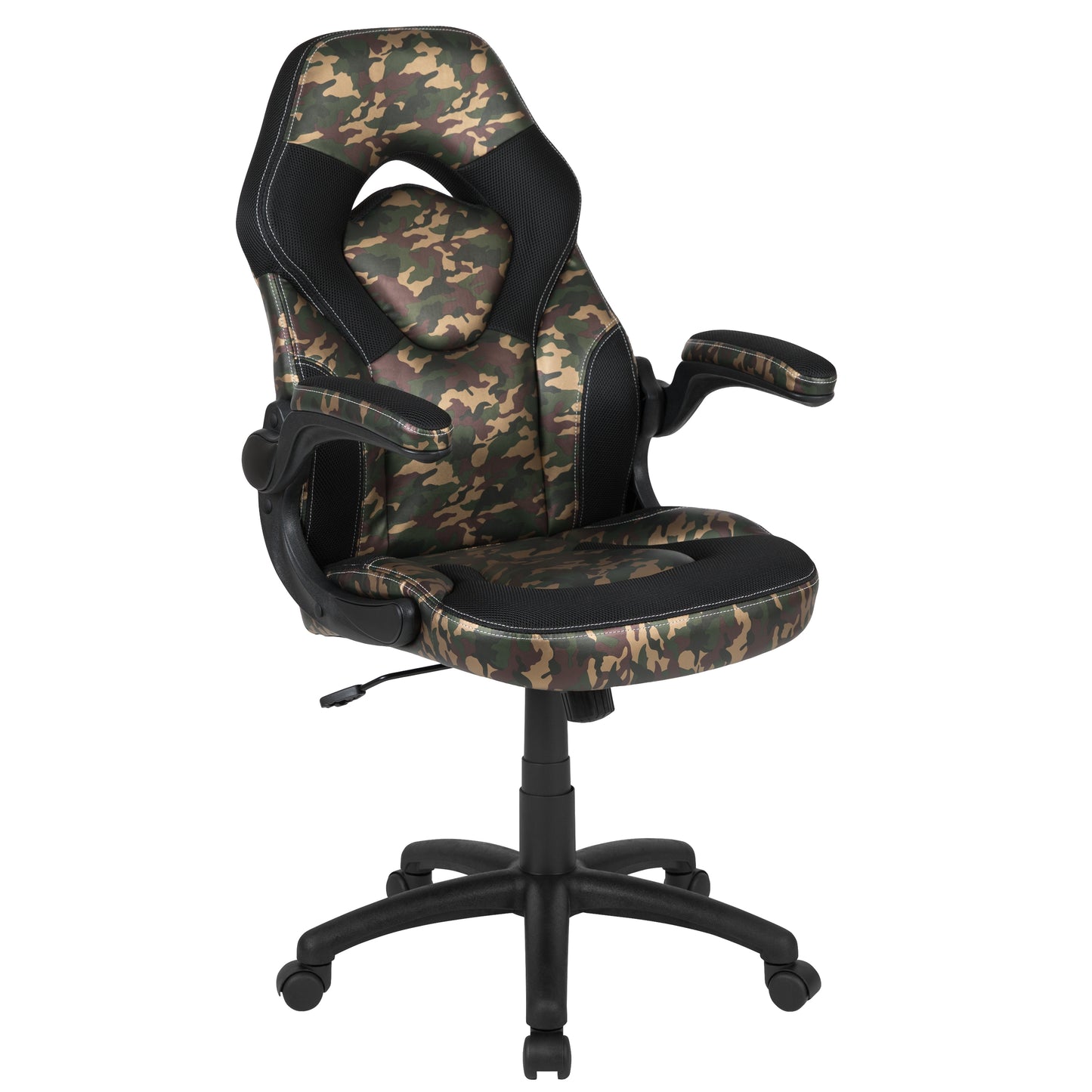 X10 Gaming Chair, Racing Style Ergonomic Office Chair, Height Adjustable Swivel Computer Chair with Flip-Up Arms, Camouflage/Black LeatherSoft Camouflage