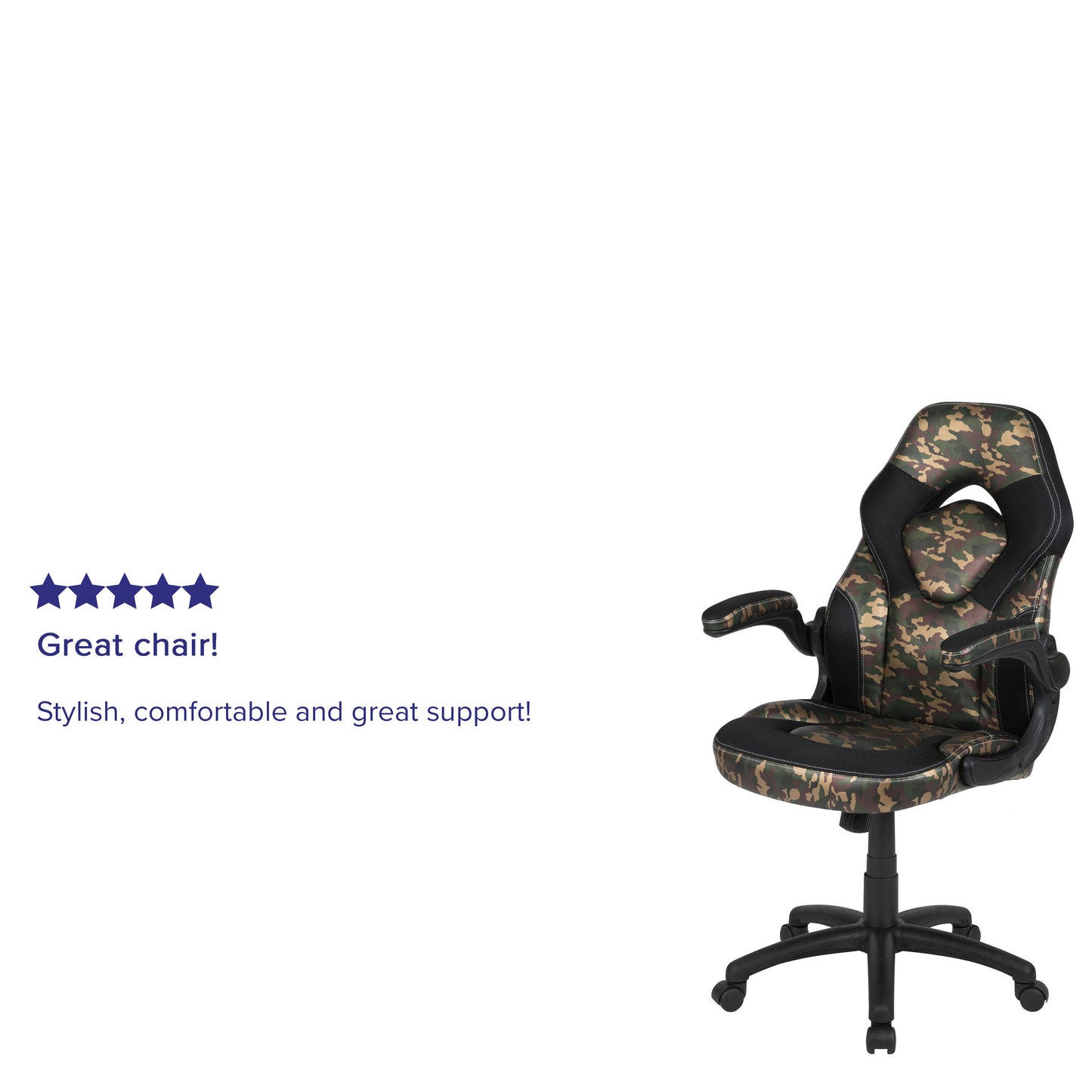 X10 Gaming Chair, Racing Style Ergonomic Office Chair, Height Adjustable Swivel Computer Chair with Flip-Up Arms, Camouflage/Black LeatherSoft Camouflage