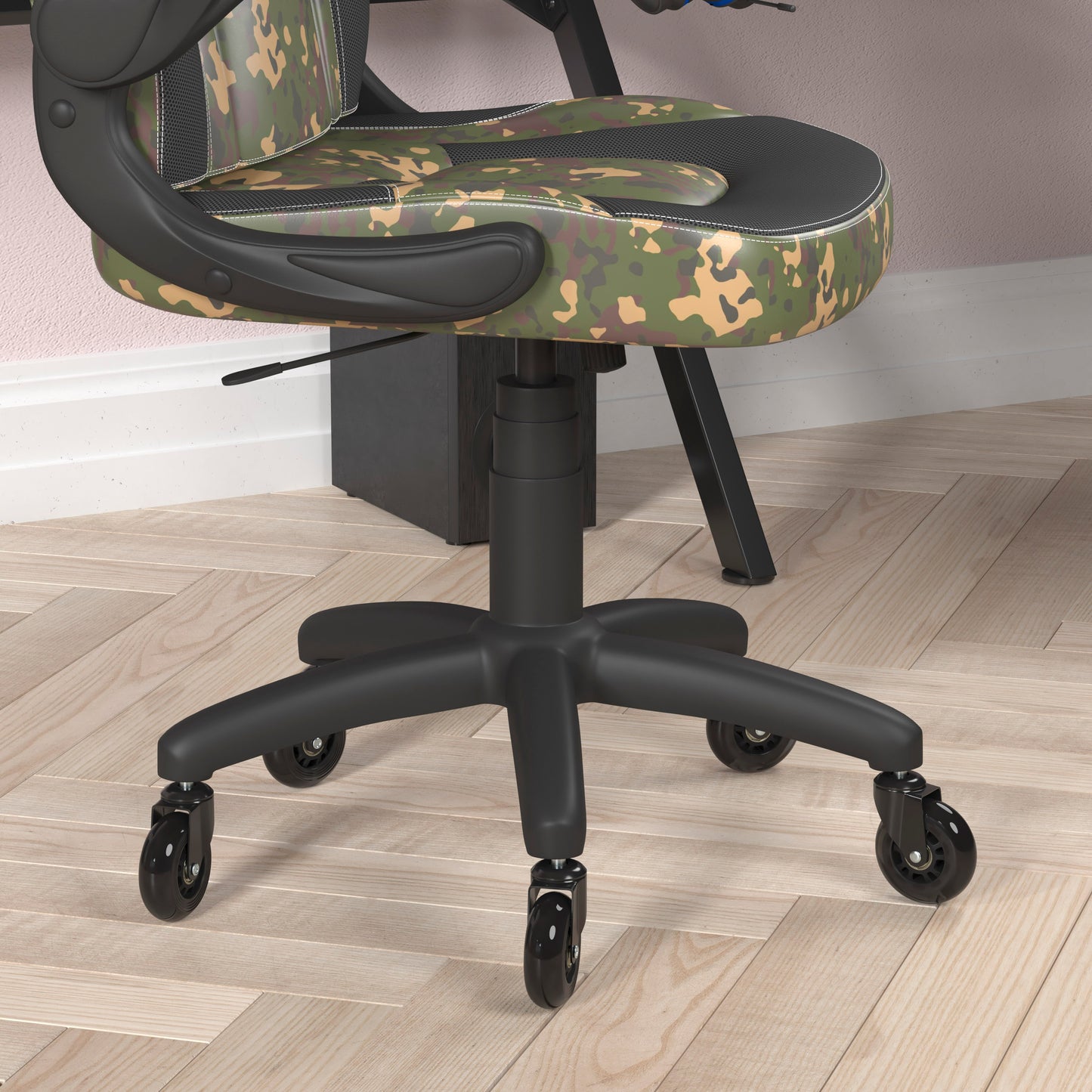 X10 Gaming Chair Racing Computer PC Adjustable Chair with Flip-up Arms and Transparent Roller Wheels, Camouflage/Black LeatherSoft Camouflage