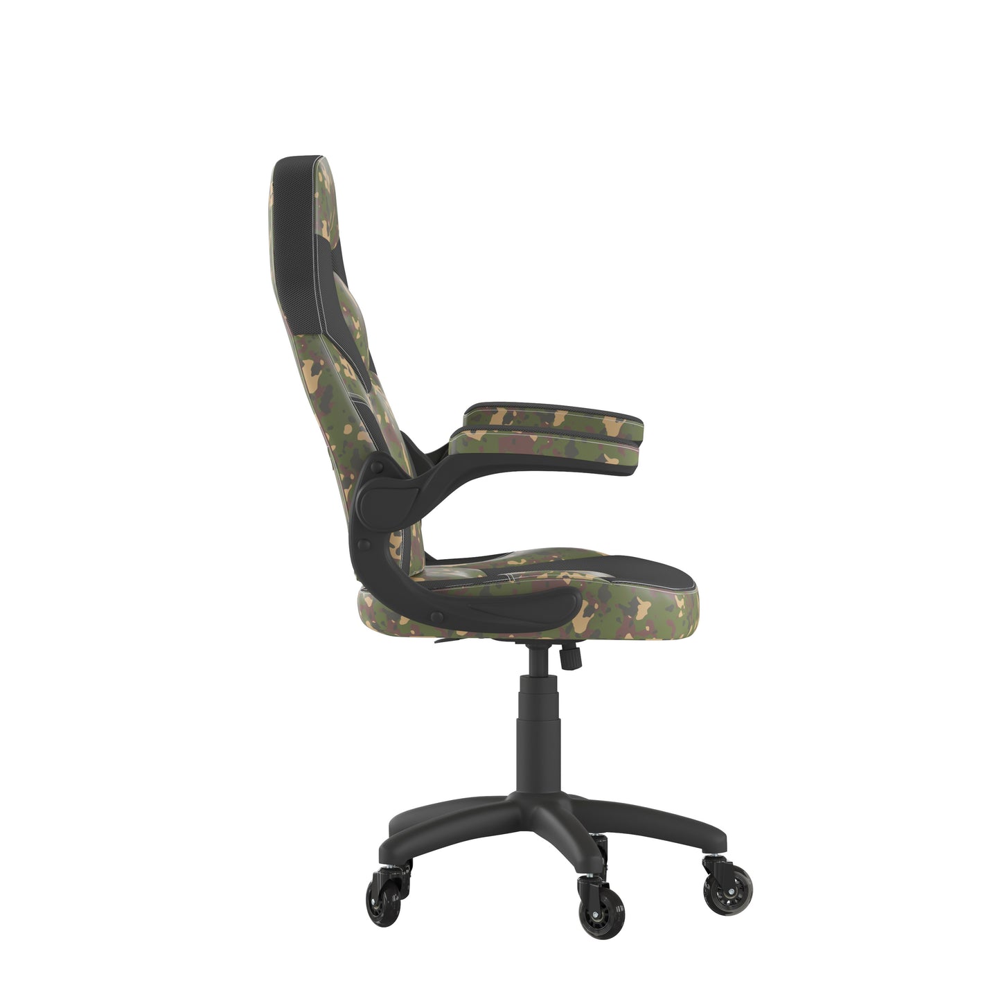 X10 Gaming Chair Racing Computer PC Adjustable Chair with Flip-up Arms and Transparent Roller Wheels, Camouflage/Black LeatherSoft Camouflage