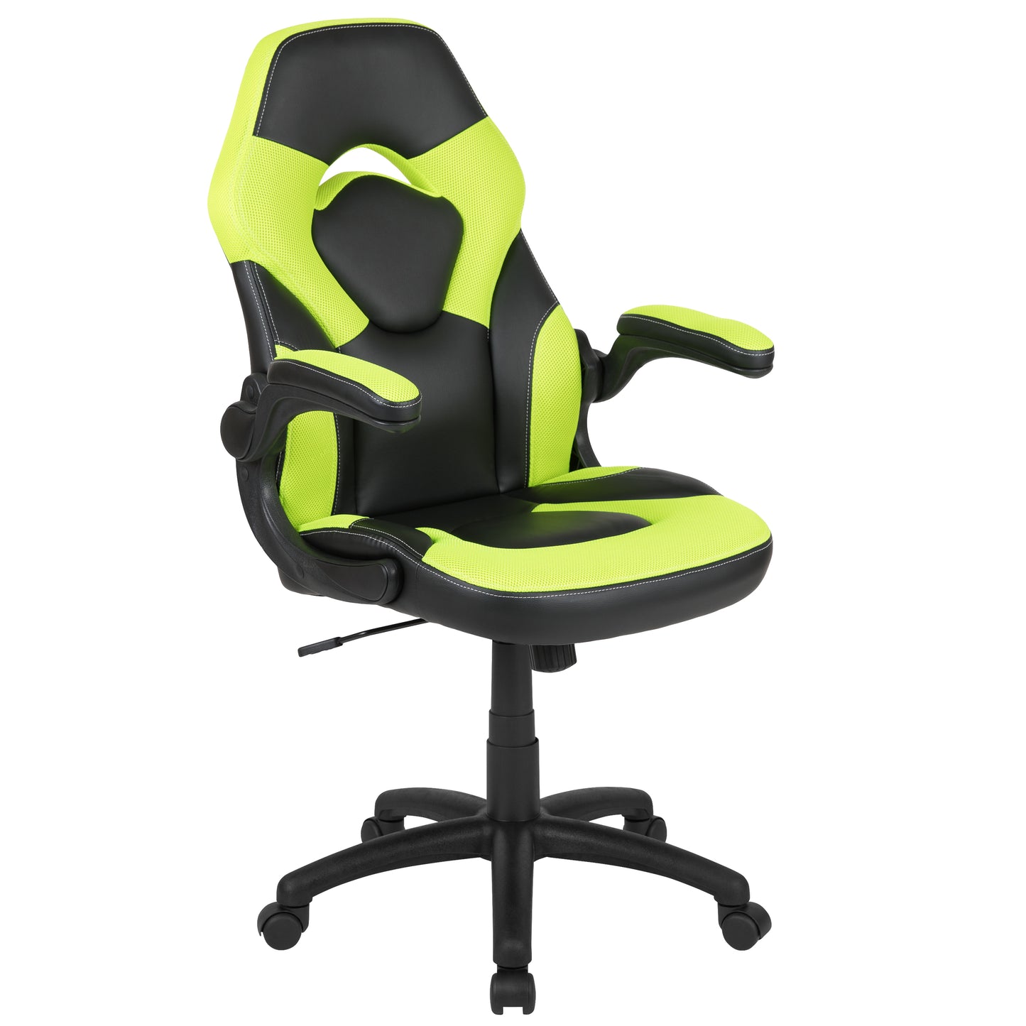 X10 Gaming Chair, Racing Style Ergonomic Office Chair, Height Adjustable Swivel Computer Chair with Flip-Up Arms, Neon Green/Black LeatherSoft Neon Green