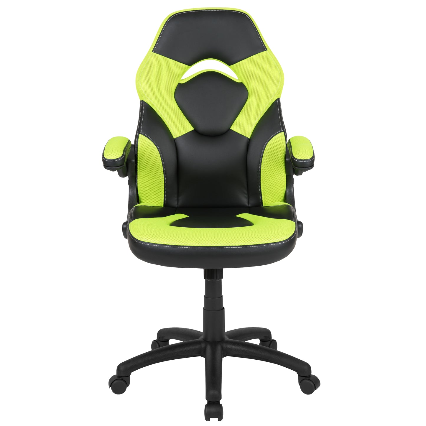 X10 Gaming Chair, Racing Style Ergonomic Office Chair, Height Adjustable Swivel Computer Chair with Flip-Up Arms, Neon Green/Black LeatherSoft Neon Green