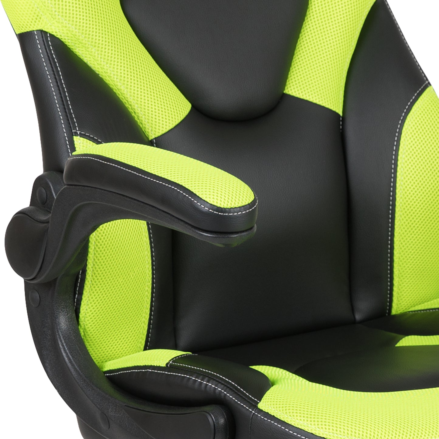 X10 Gaming Chair, Racing Style Ergonomic Office Chair, Height Adjustable Swivel Computer Chair with Flip-Up Arms, Neon Green/Black LeatherSoft Neon Green