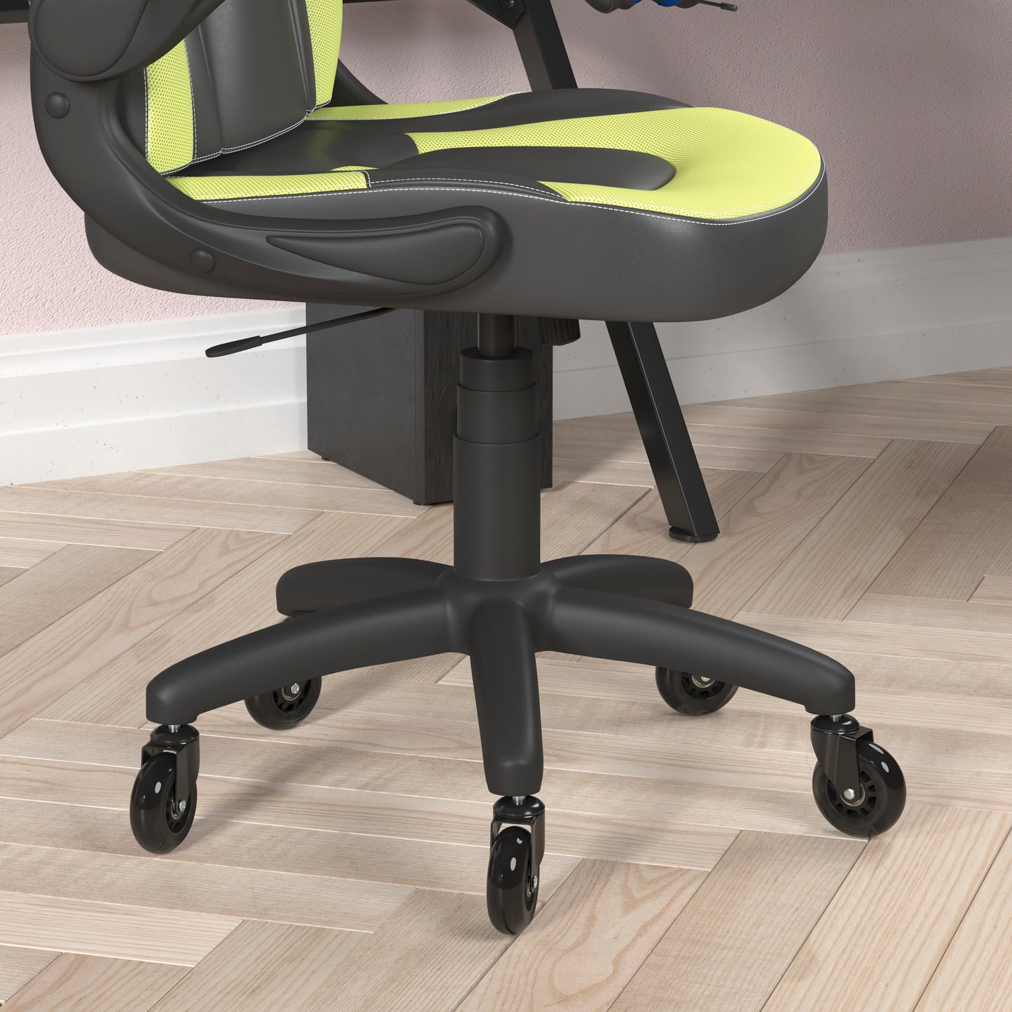 X10 Gaming Chair Racing Computer PC Adjustable Chair with Flip-up Arms and Transparent Roller Wheels, Neon Green/Black LeatherSoft Neon Green