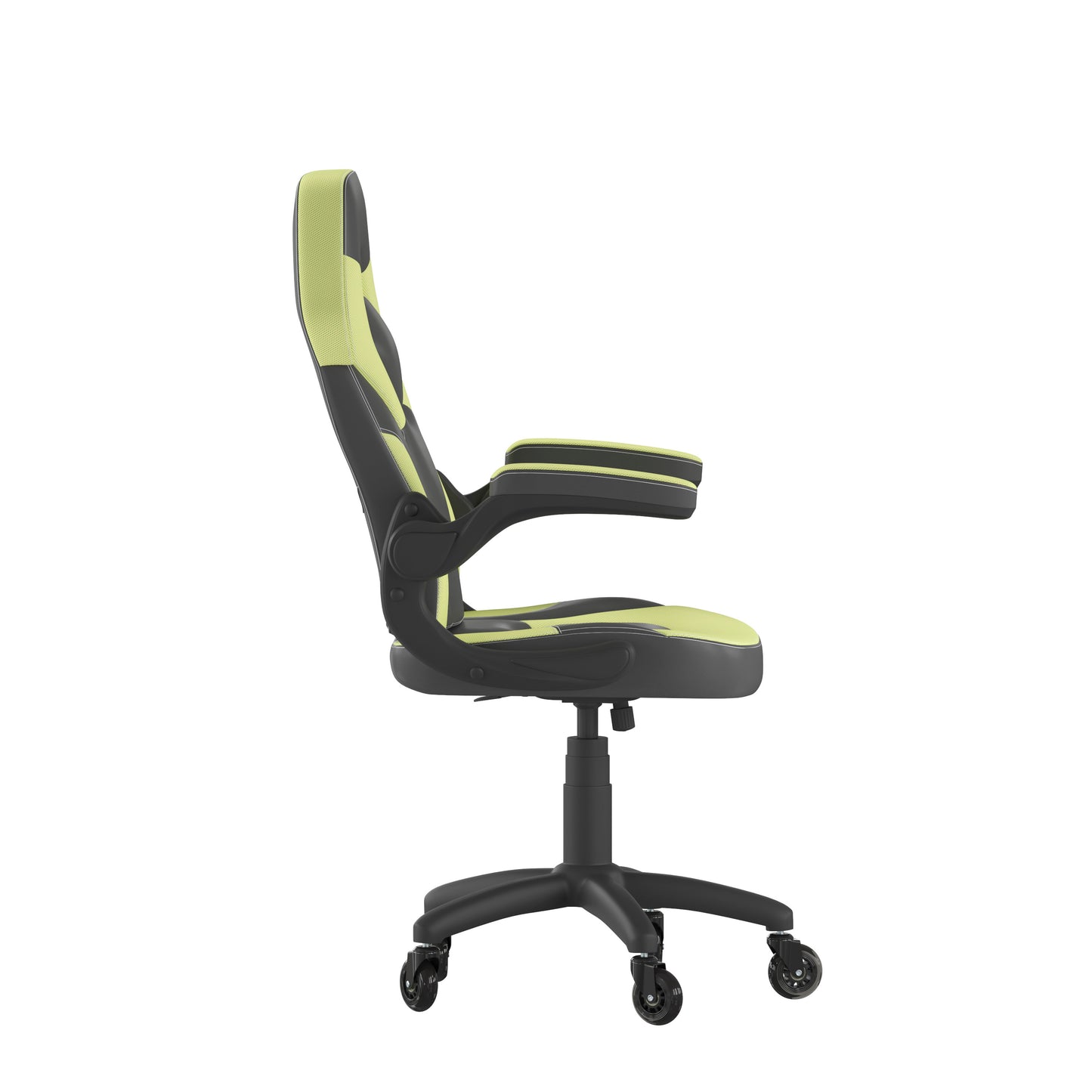 X10 Gaming Chair Racing Computer PC Adjustable Chair with Flip-up Arms and Transparent Roller Wheels, Neon Green/Black LeatherSoft Neon Green